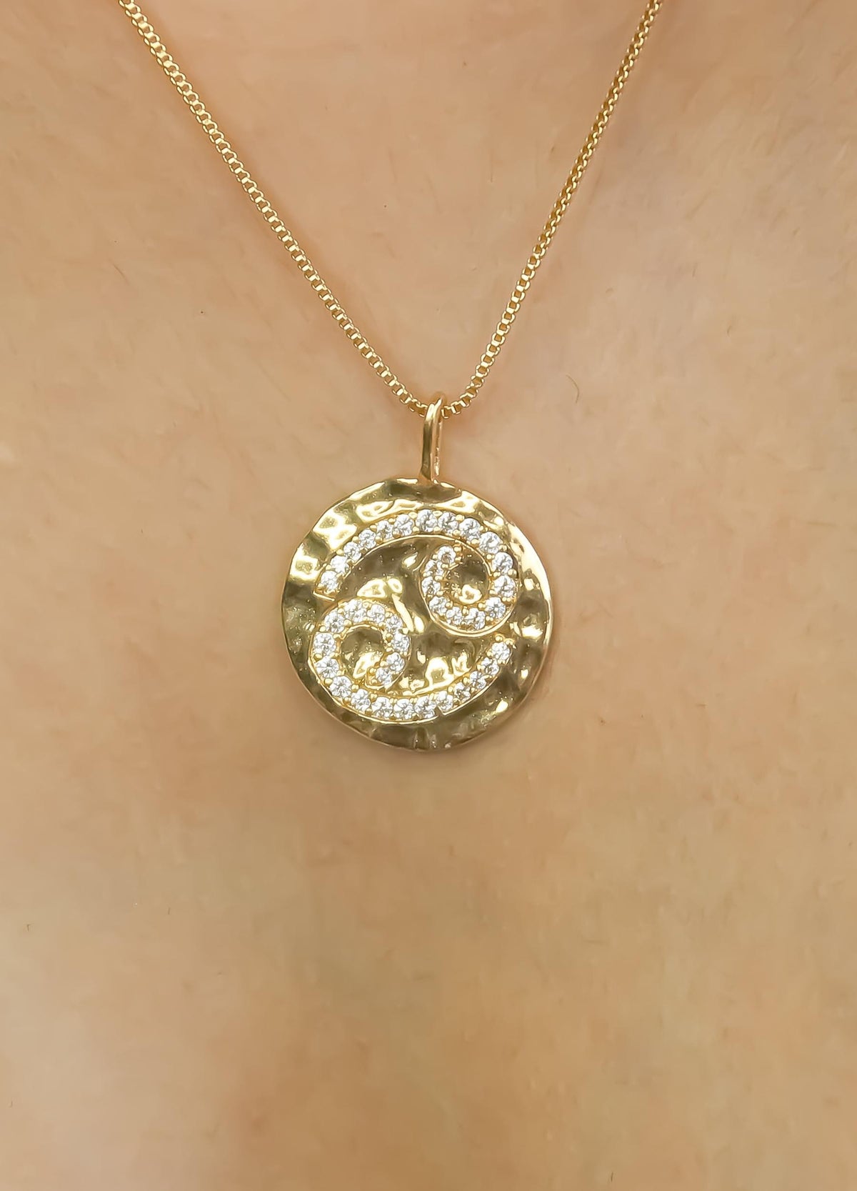 Stellar cancer coin pendant bombay sunset