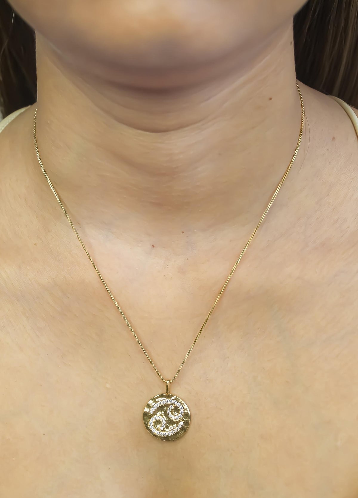 Stellar cancer coin pendant bombay sunset