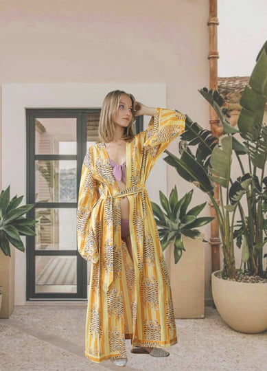 Paradise Mustard Kimono Bombay Sunset