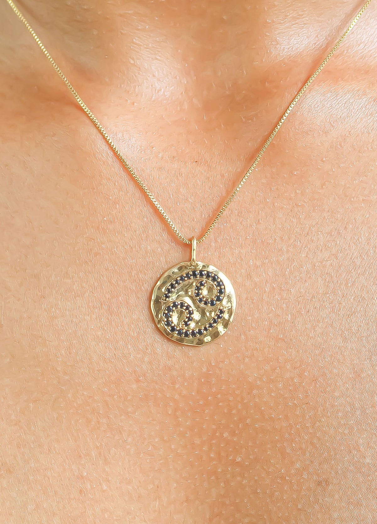 Stellar cancer coin pendant bombay sunset