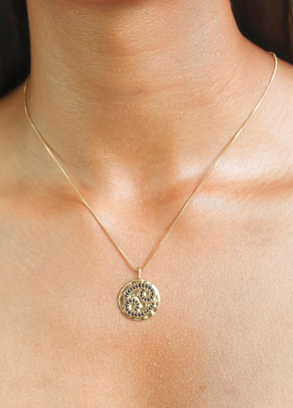 Stellar cancer coin pendant bombay sunset