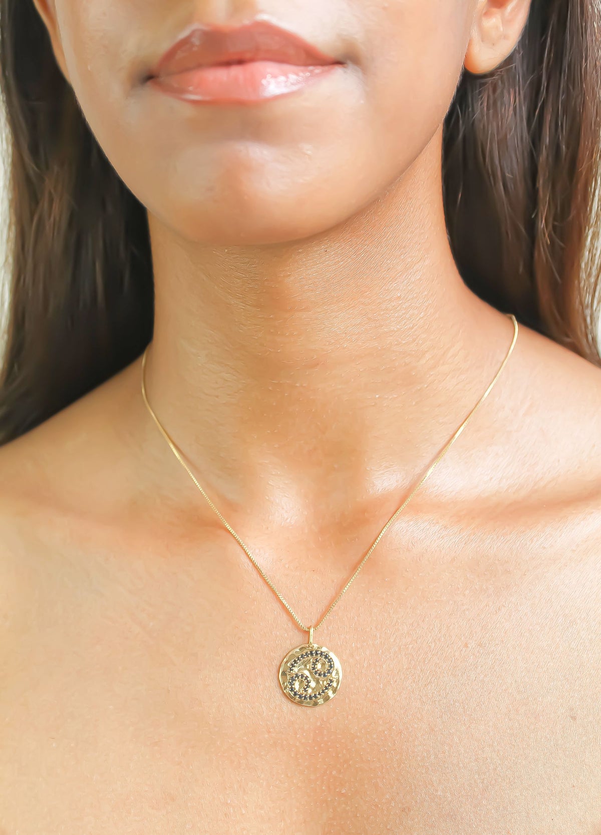 Stellar cancer coin pendant bombay sunset
