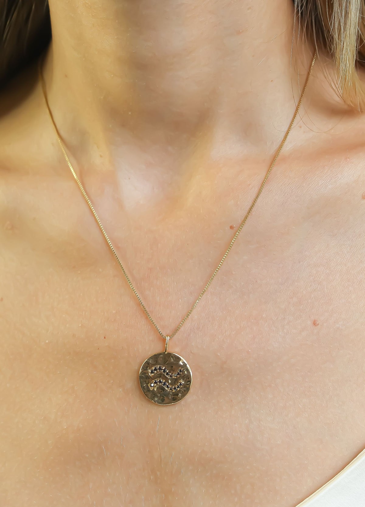 Stellar aquarius coin pendant bombay sunset