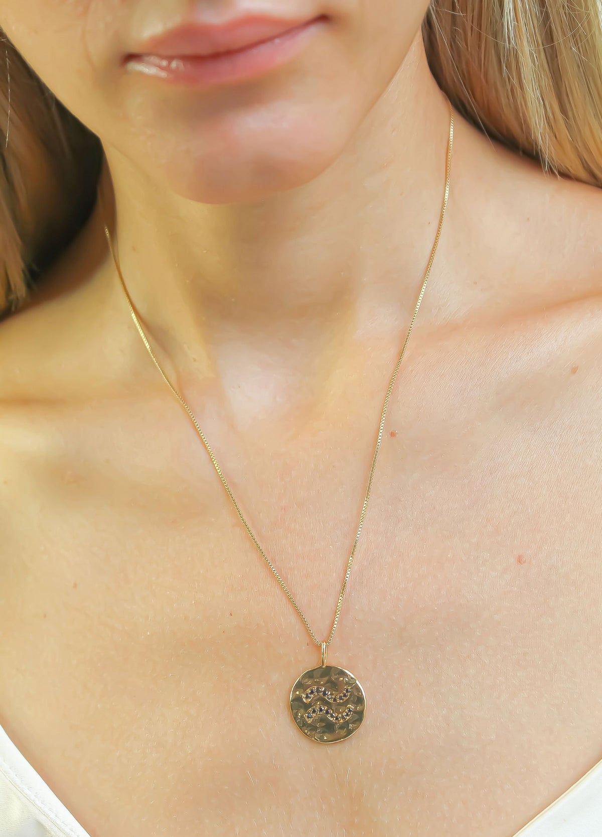 Stellar aquarius coin pendant bombay sunset