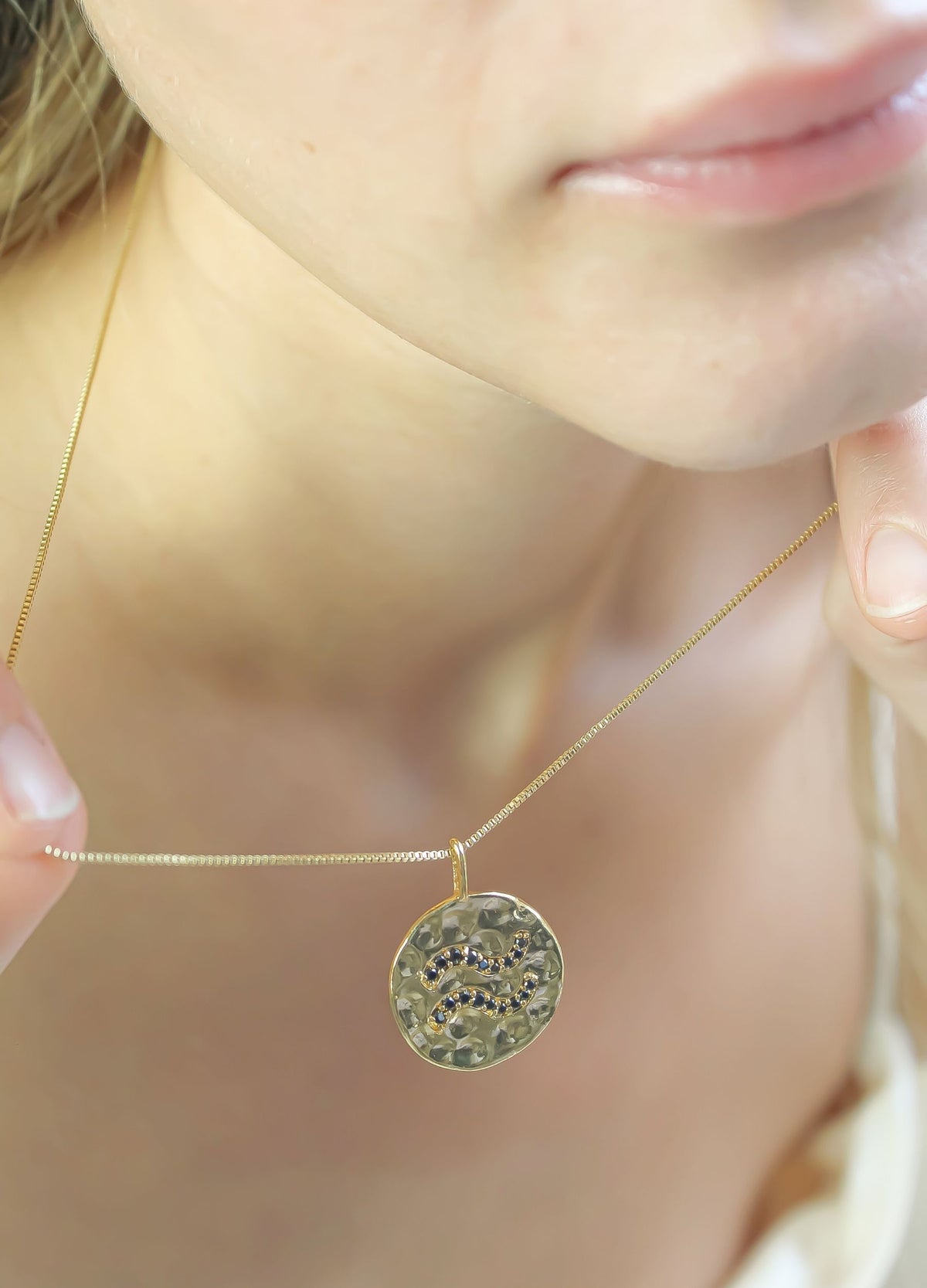 Stellar aquarius coin pendant bombay sunset