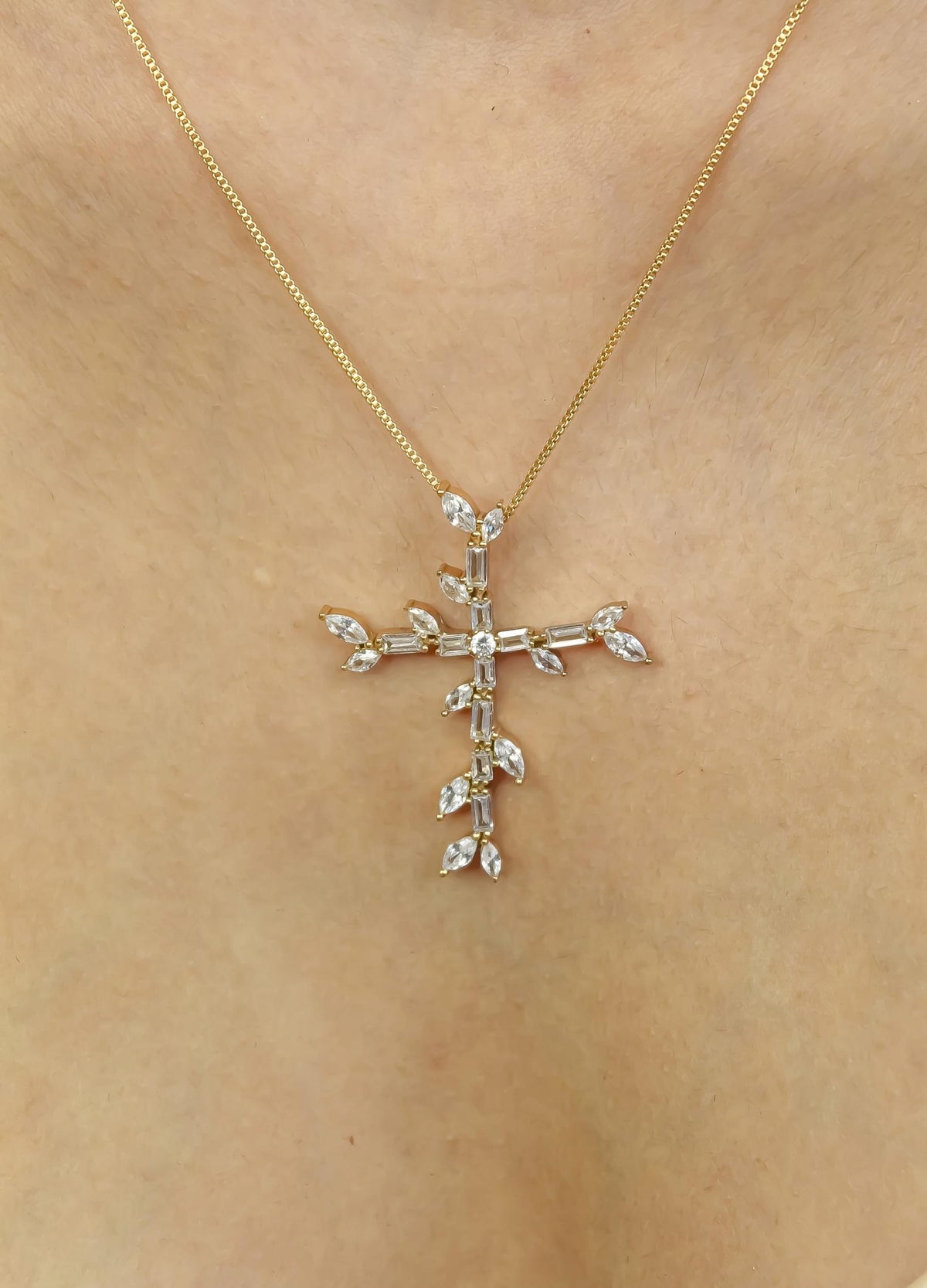 Hope Cross Pendant Necklace Bombay Sunset