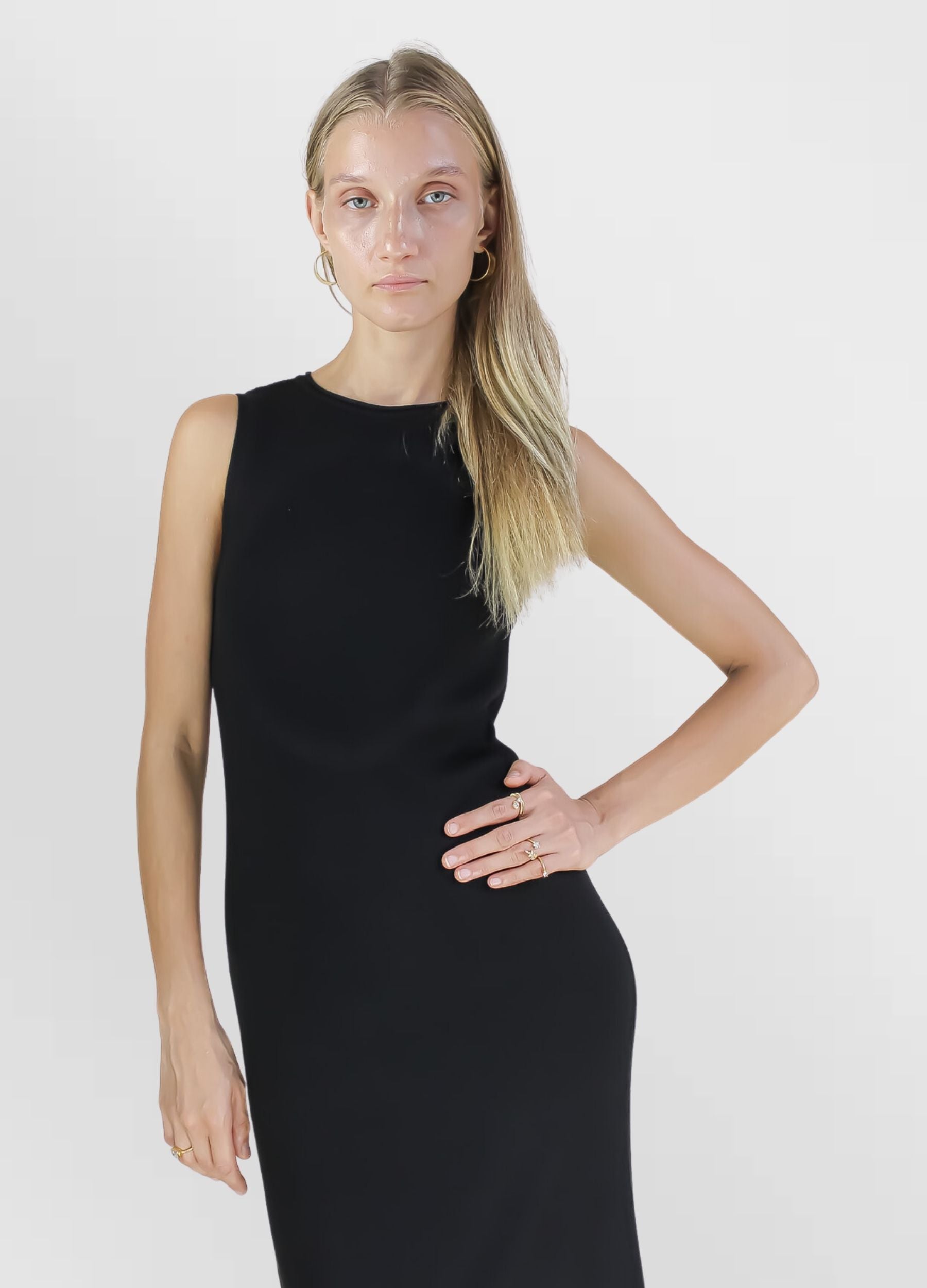 bella wool black dress Bombay Sunset