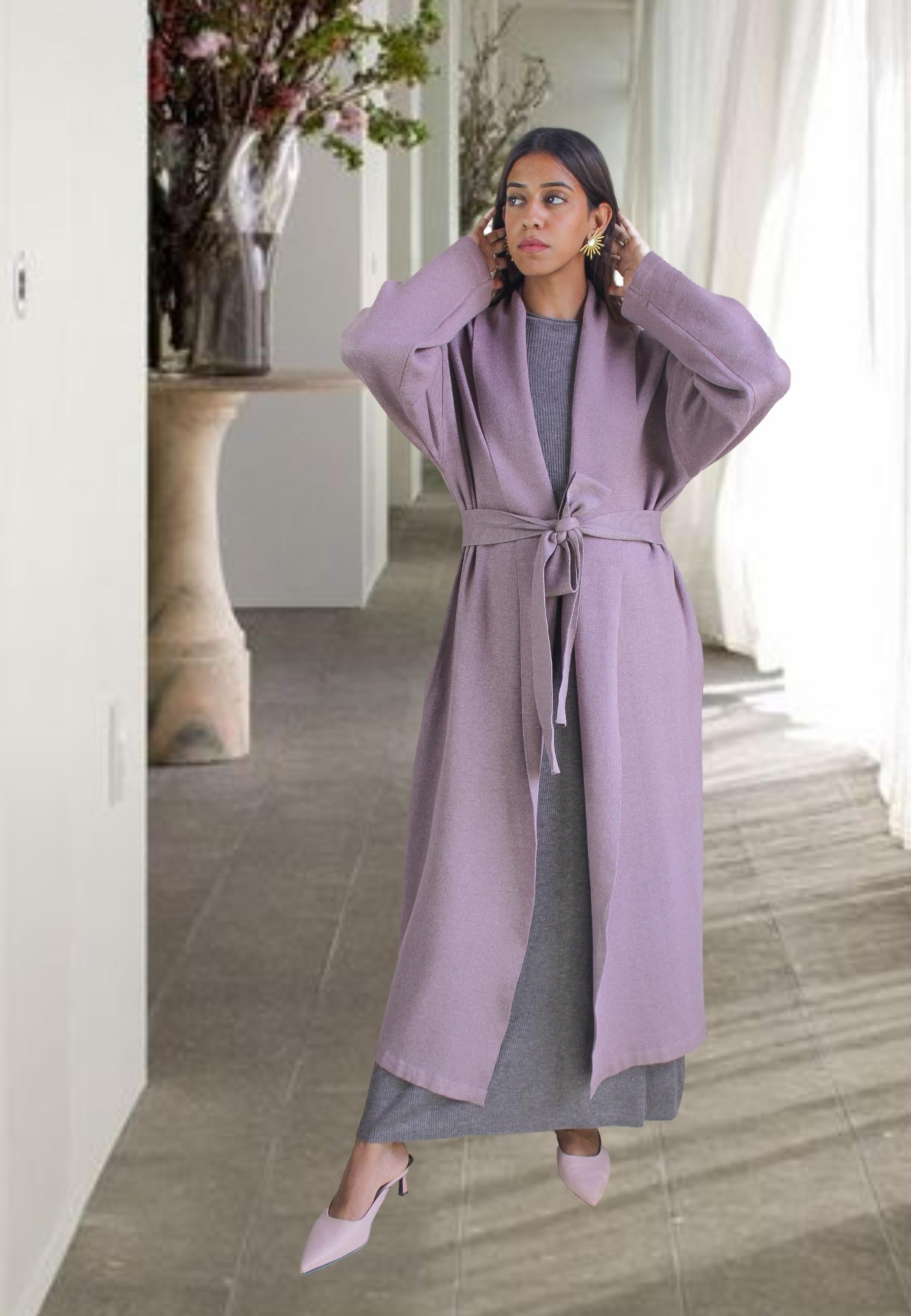 yolanda wool mauve cardigan Bombay Sunset