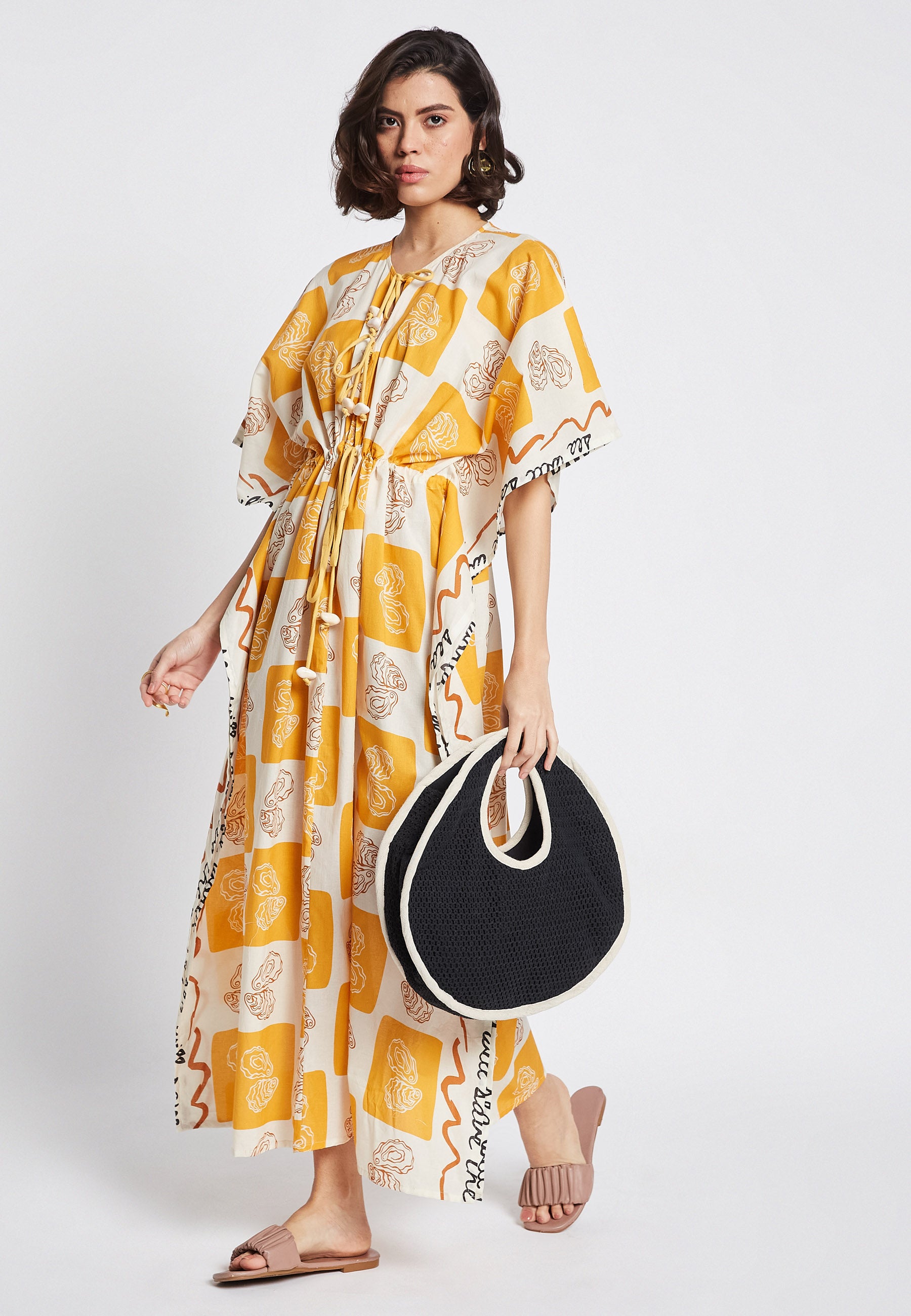 Amaris Oyster Kaftan Dress