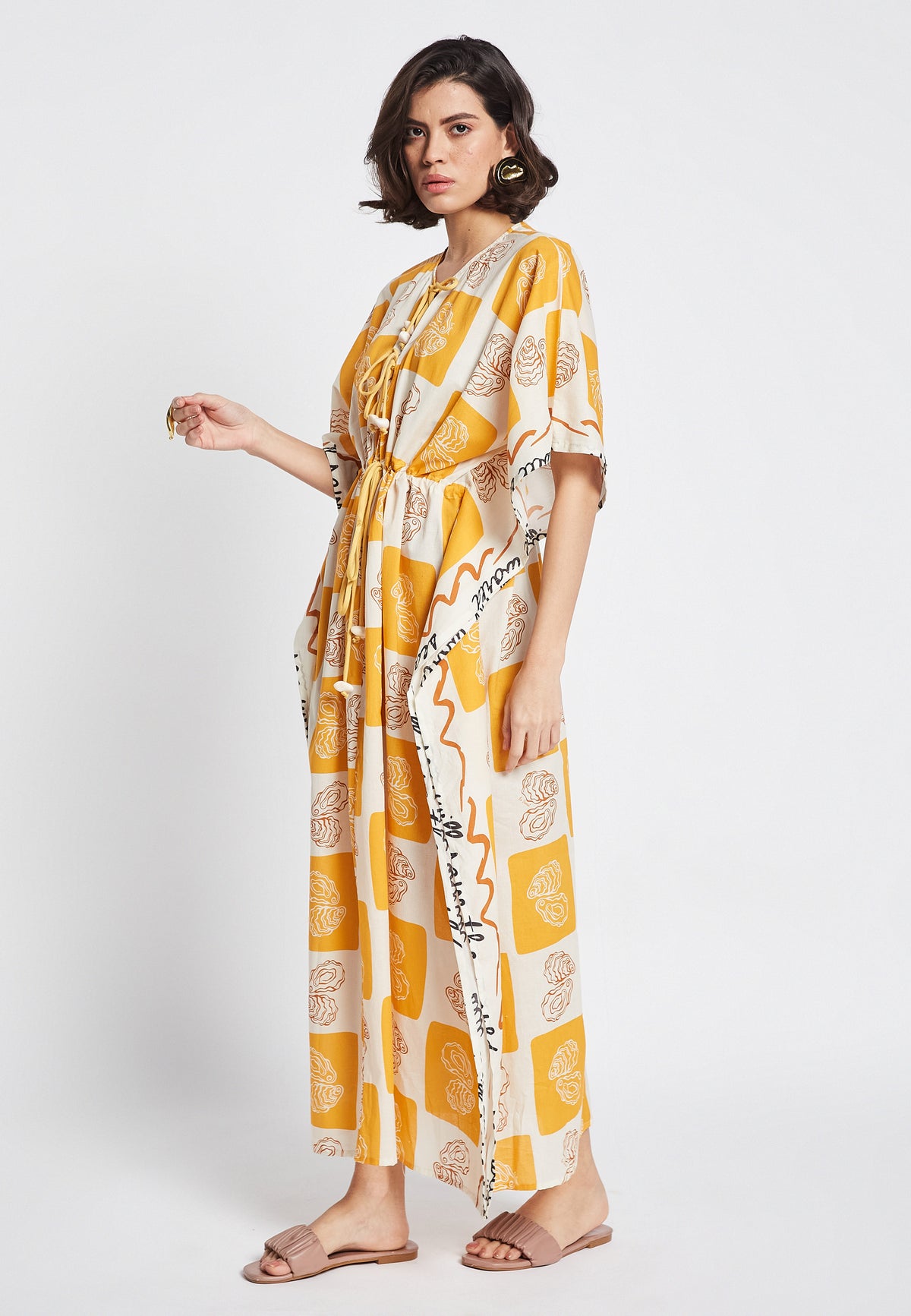 Amaris Oyster Kaftan Dress