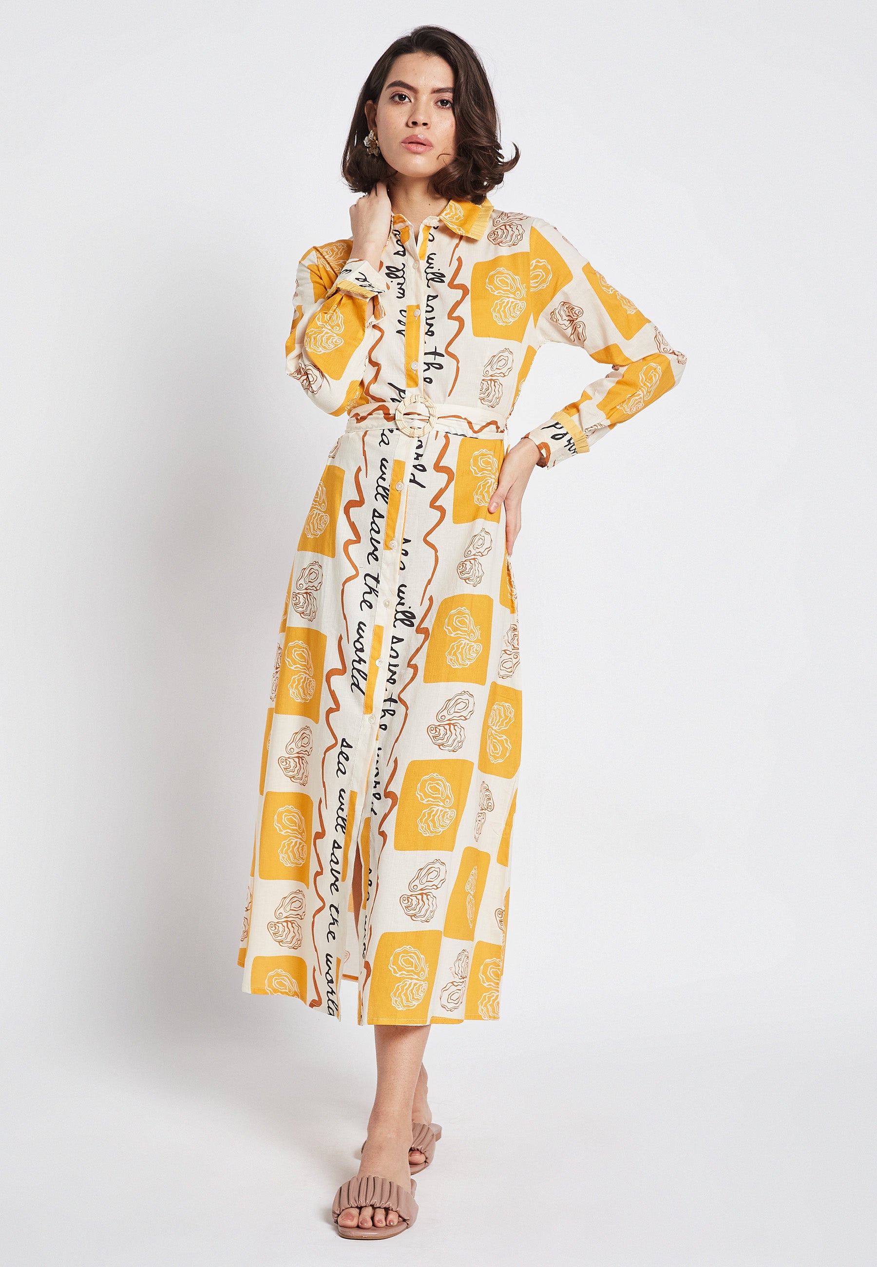 Vestido camisero Lyra Oyster