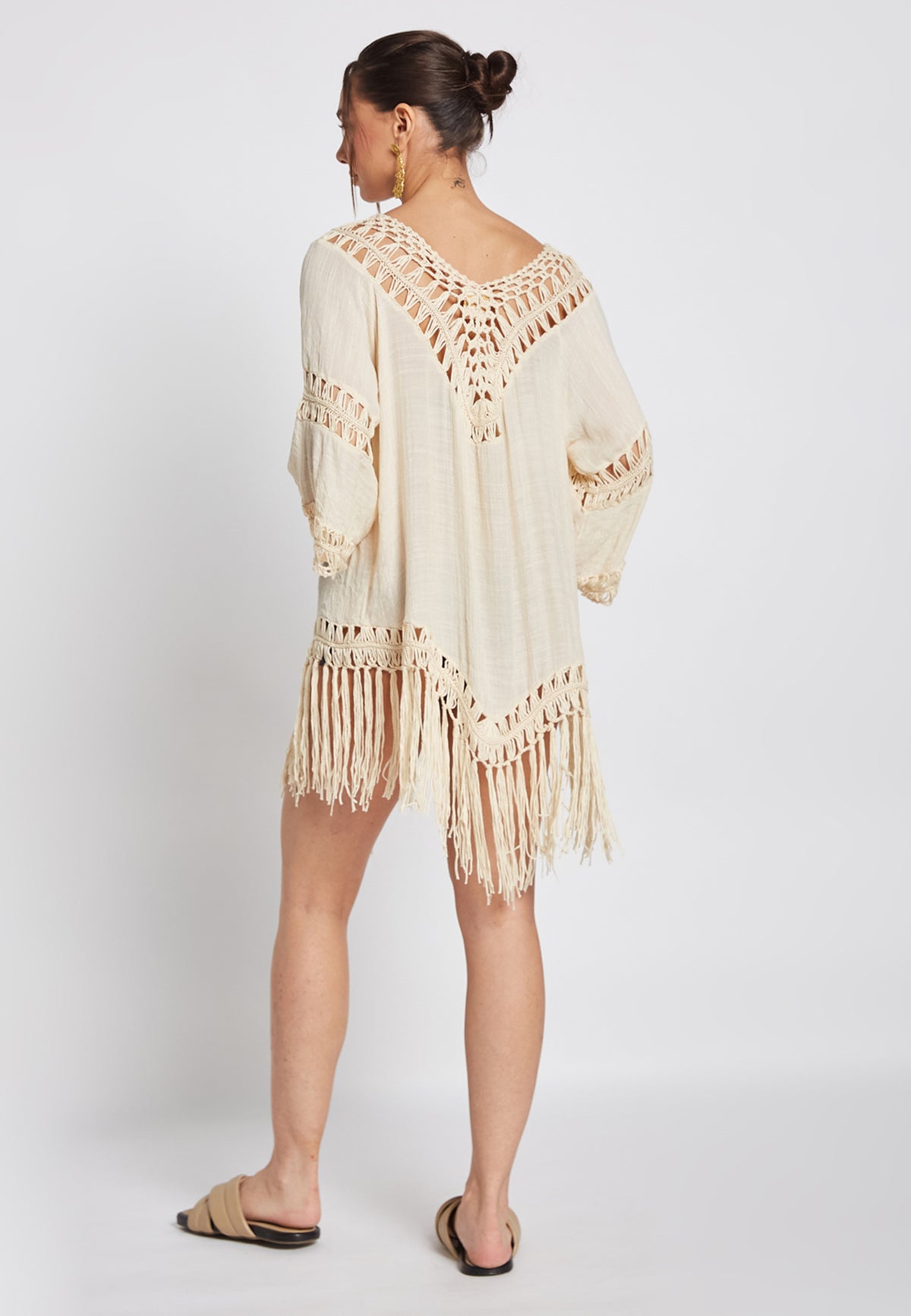 Reva Crochet Off-White Kimono