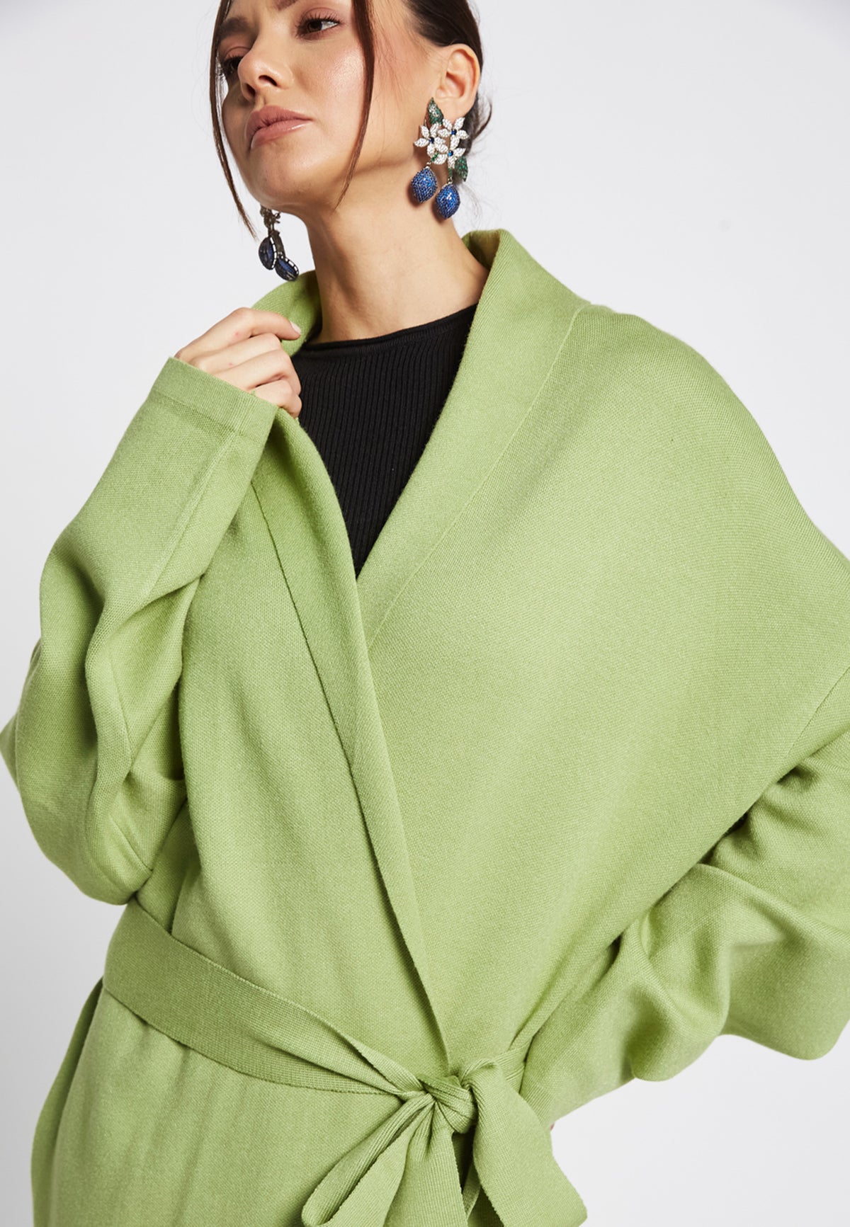 Yolanda Uld Avocado Cardigan