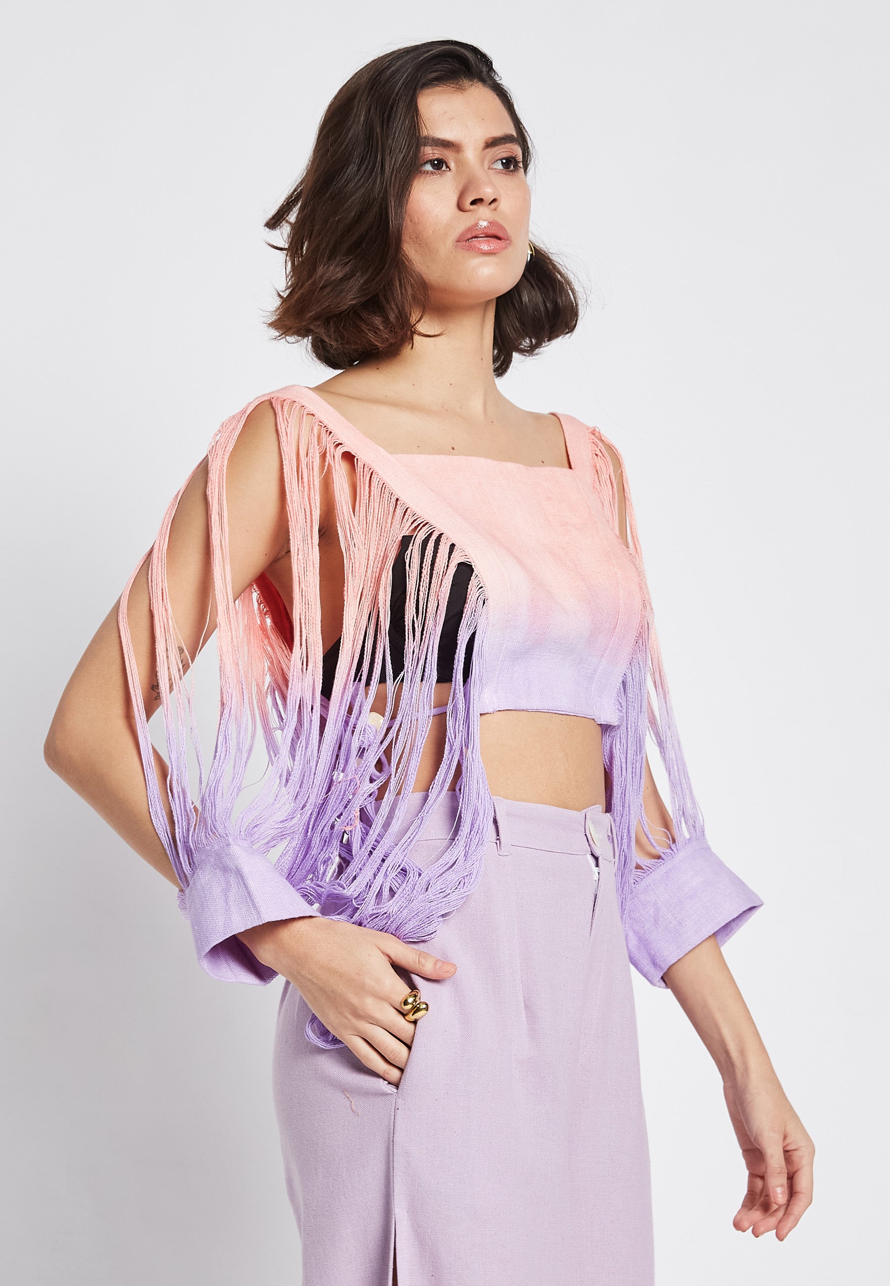 Parte superior de melocotón iluminada por el sol