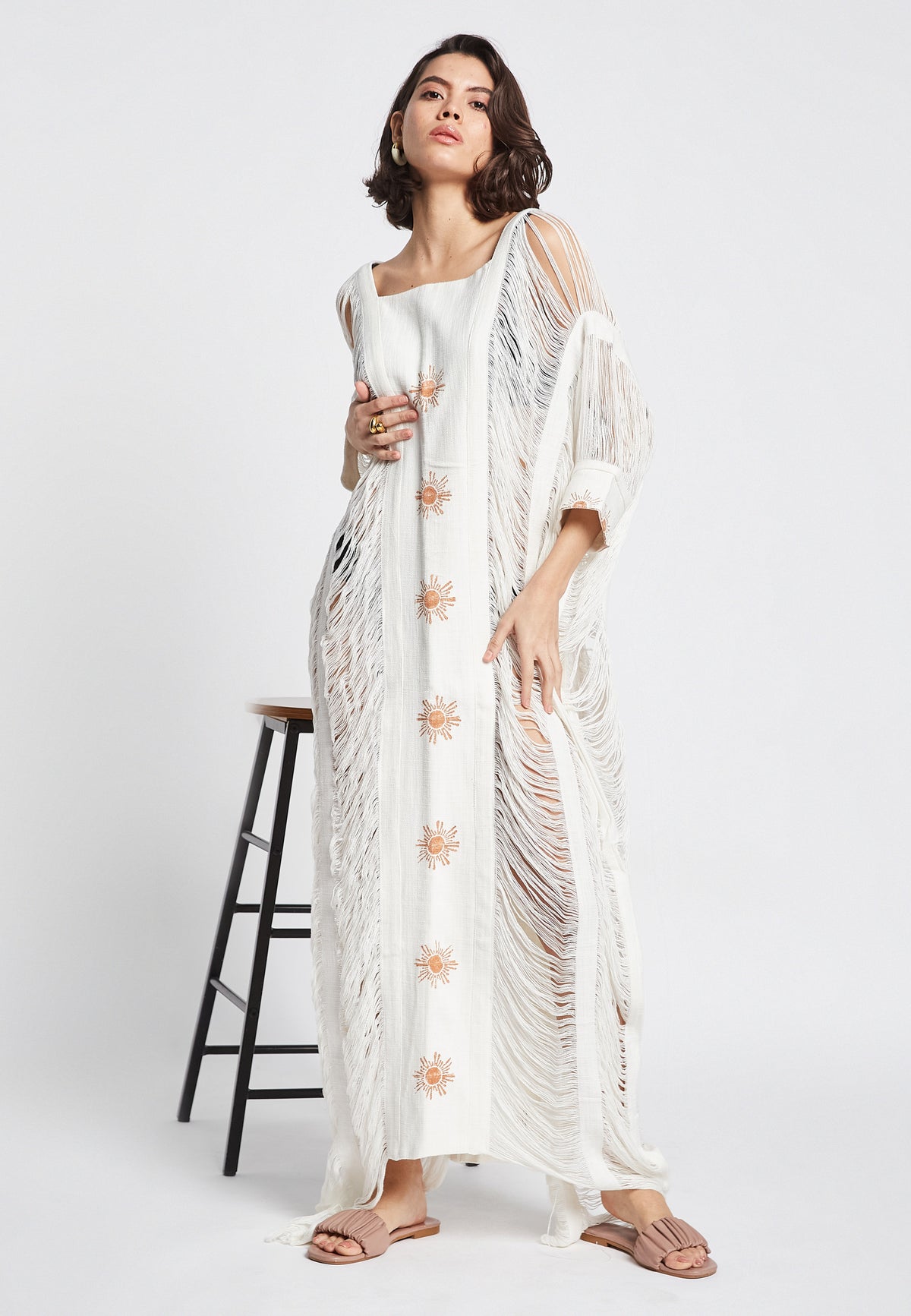 Sunset White Poncho