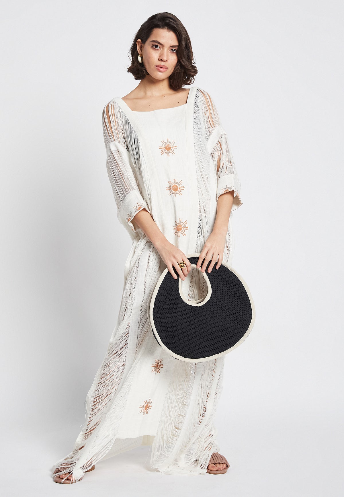 Sunset White Poncho