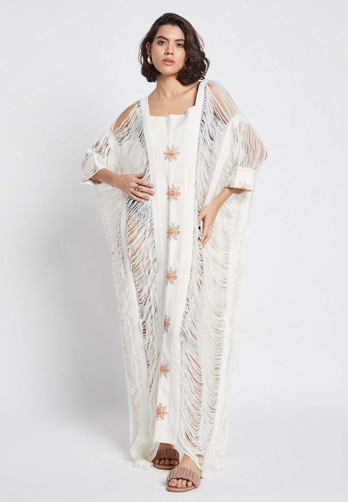 Sunset White Poncho