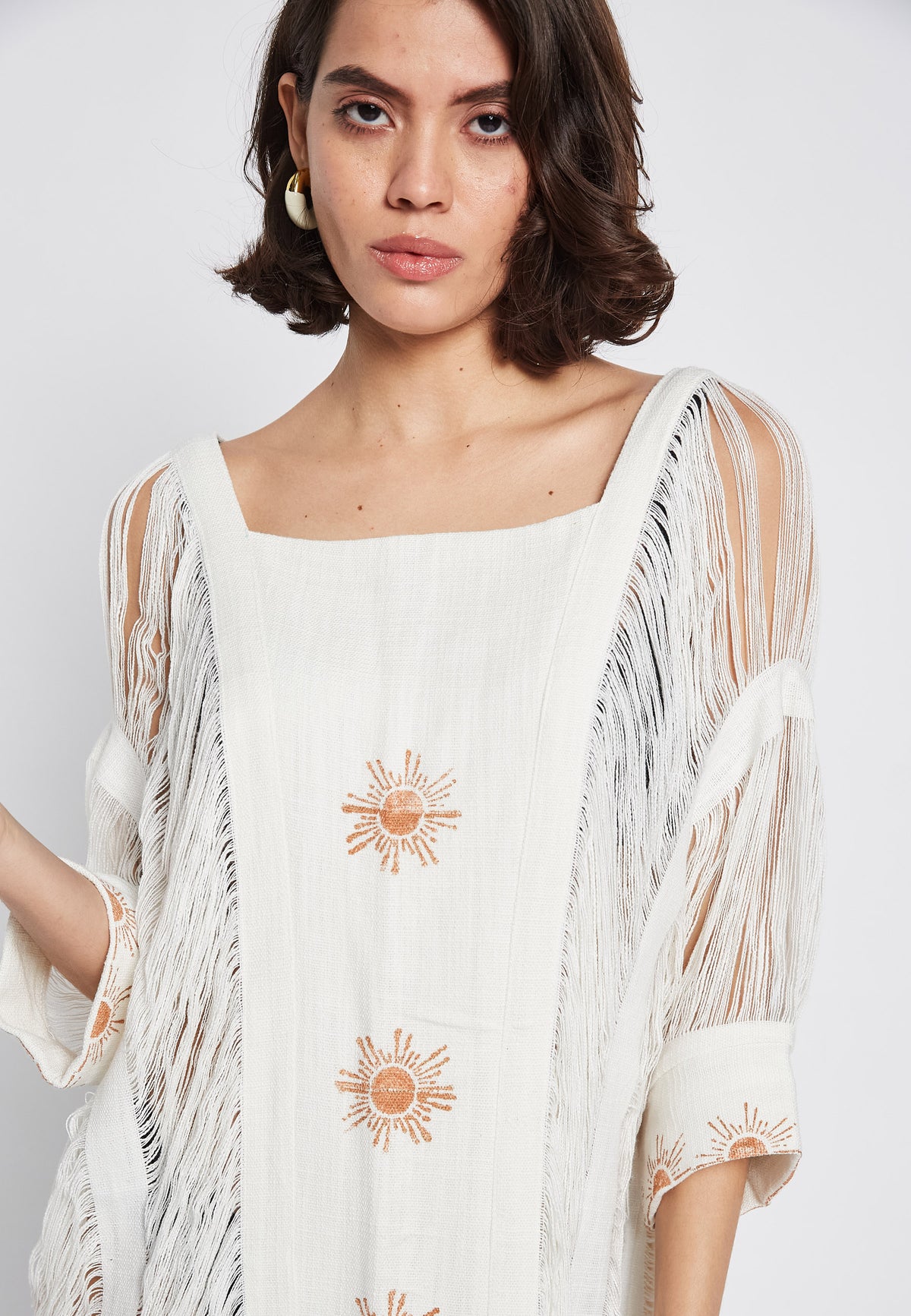 Sunset White Poncho