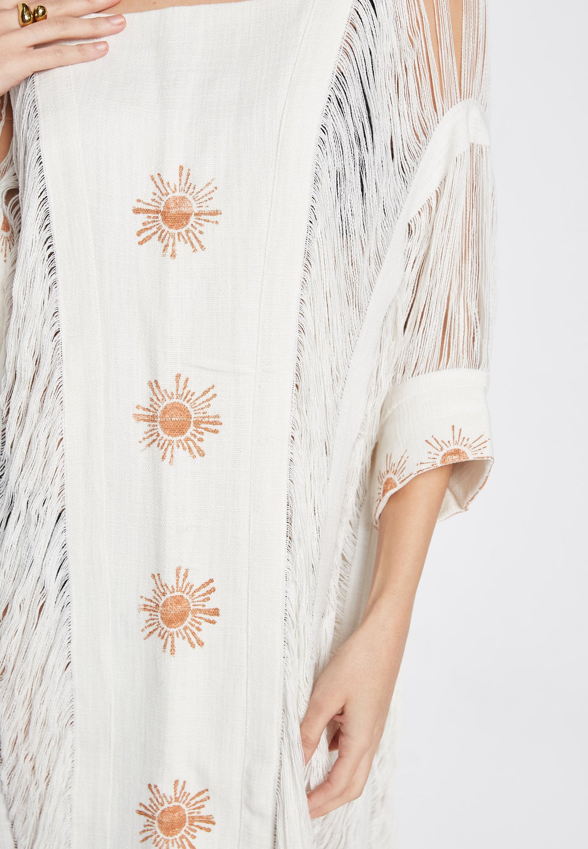 Sunset White Poncho