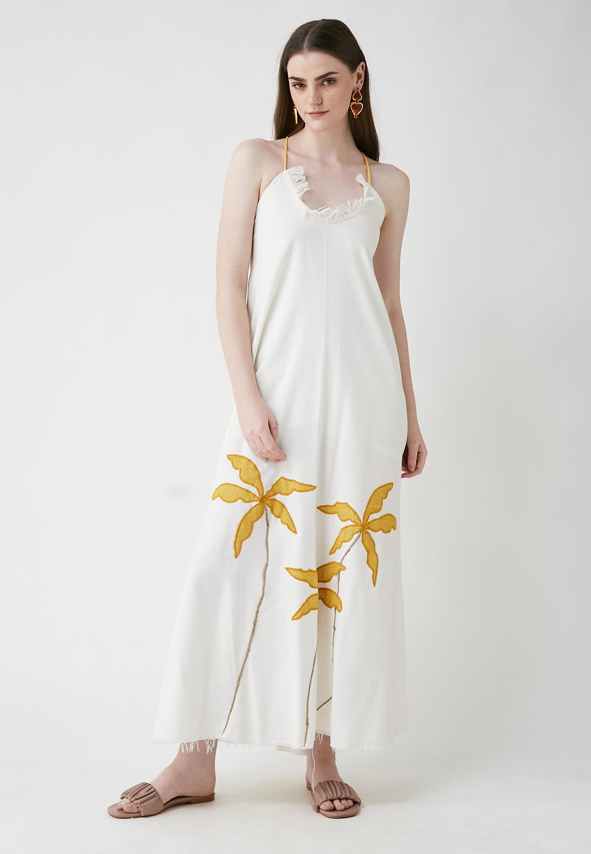 Tropical Long White Dress