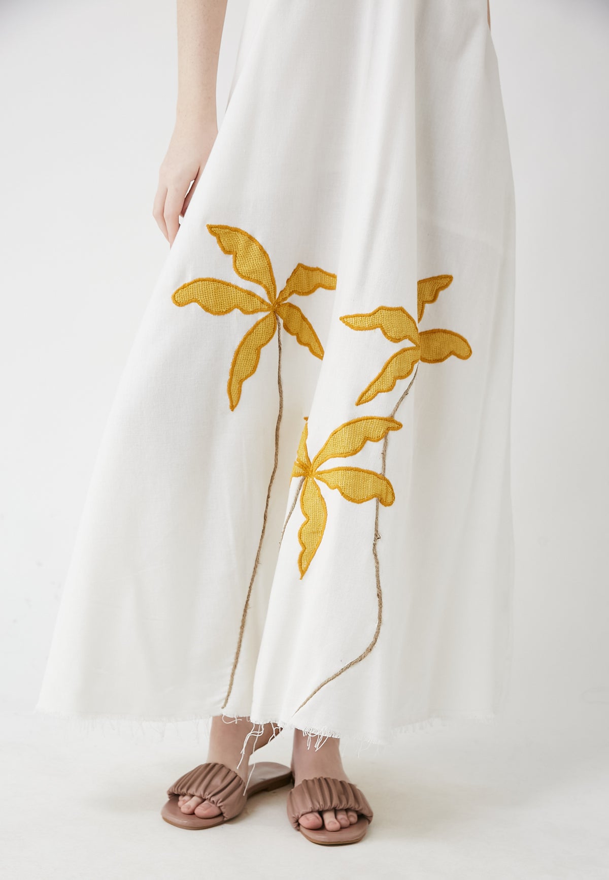 Tropical Long White Dress