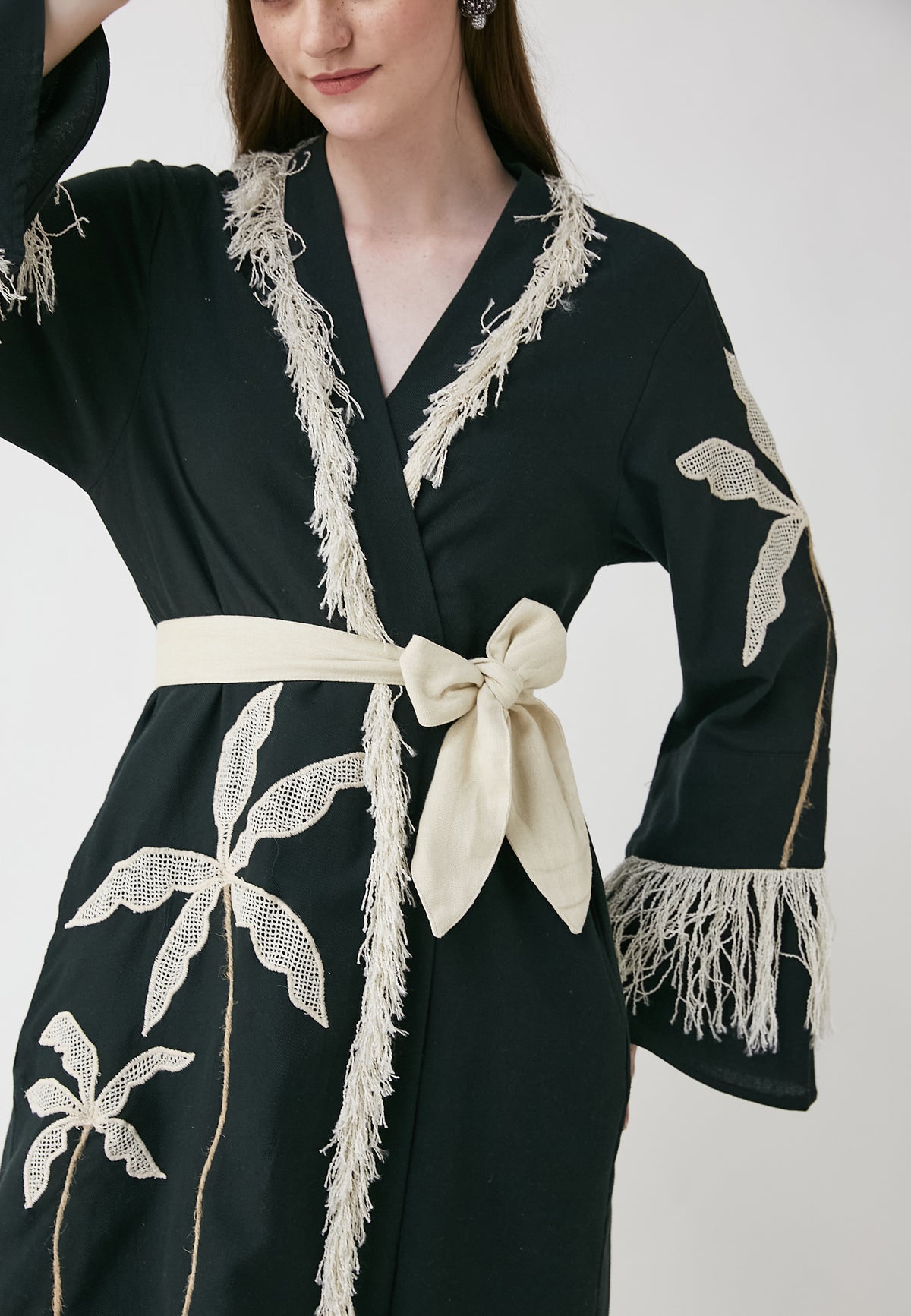 Kurzer schwarzer Kimono „Hori“