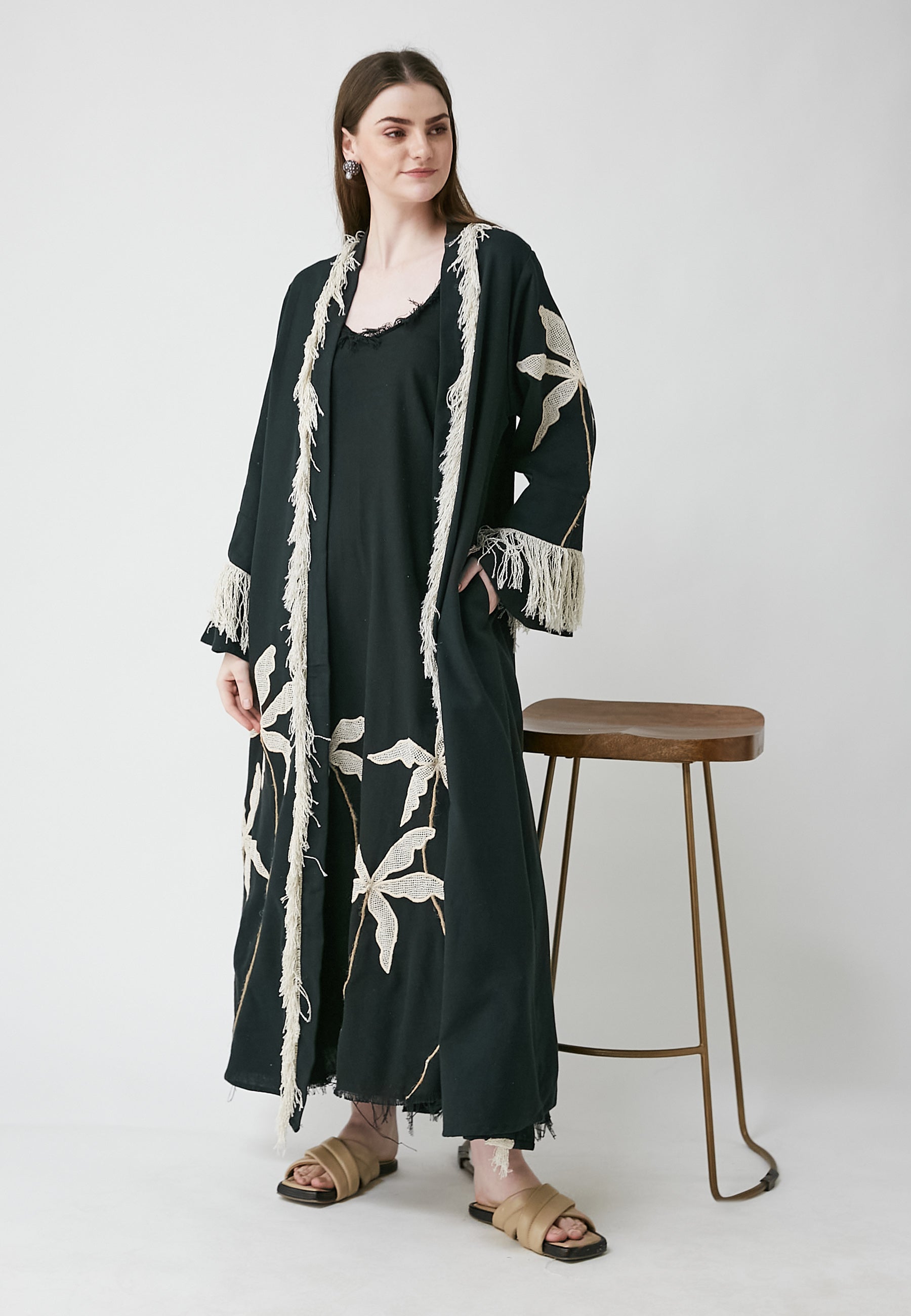 Kimono negro largo Horizon