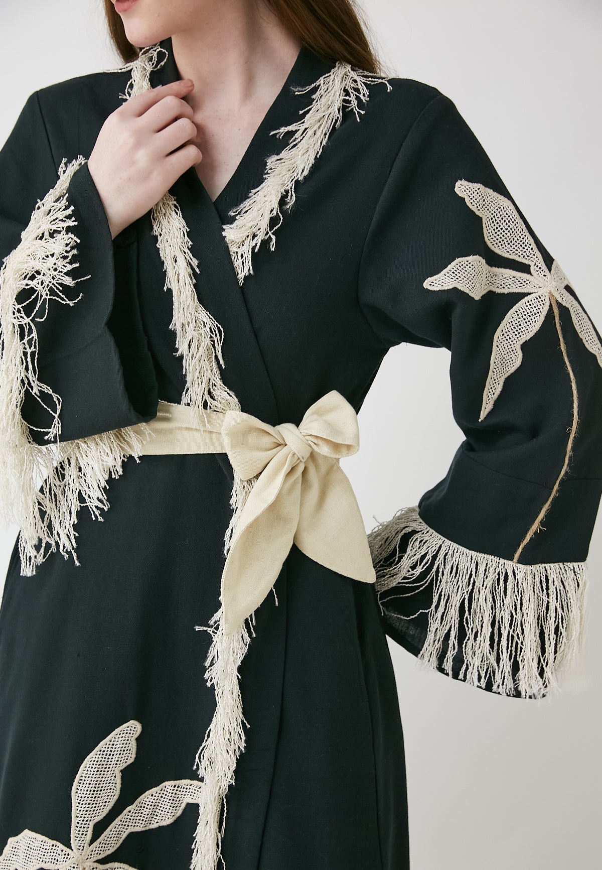 Horizon Long Black Kimono