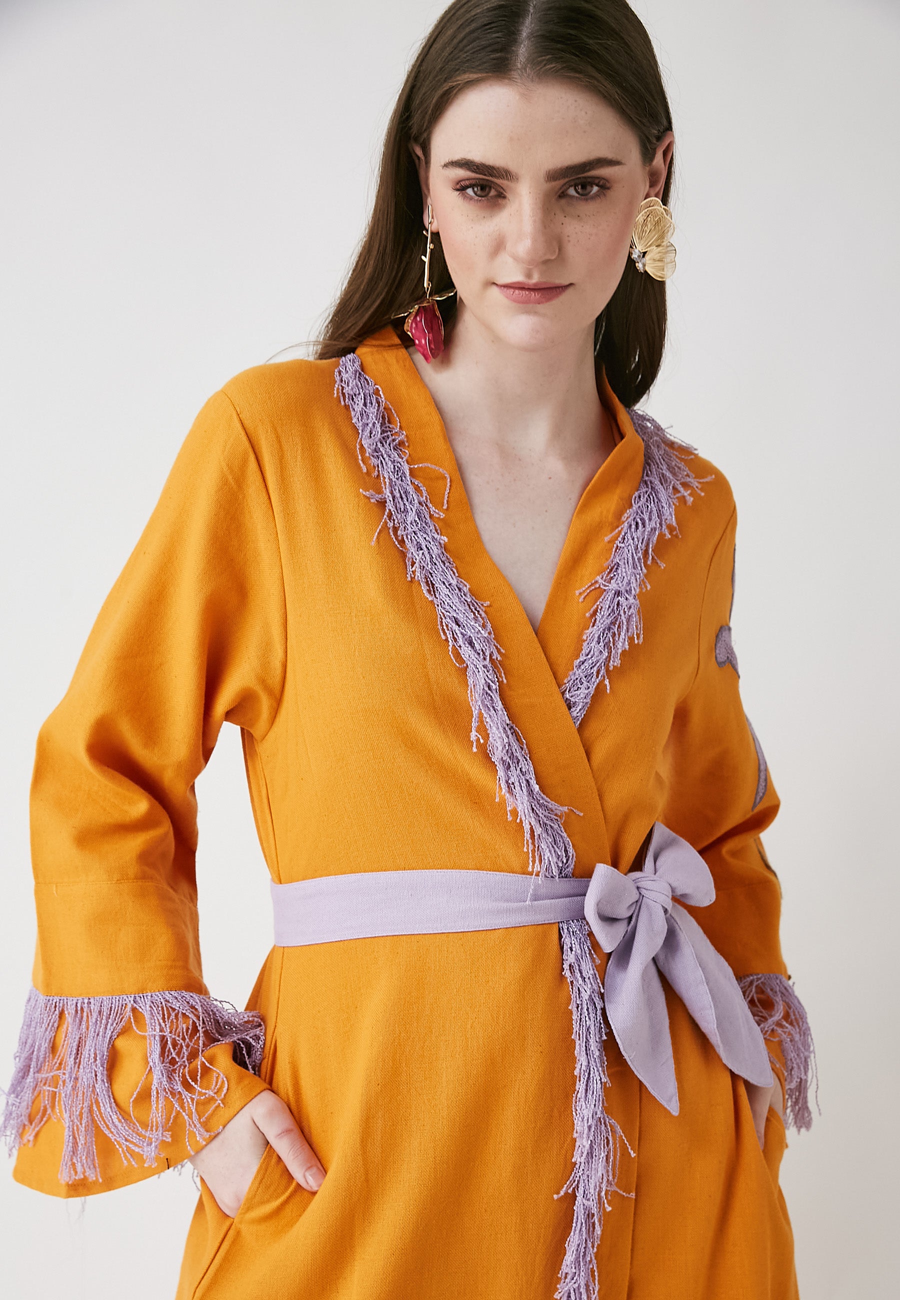 Kimono naranja largo Horizon
