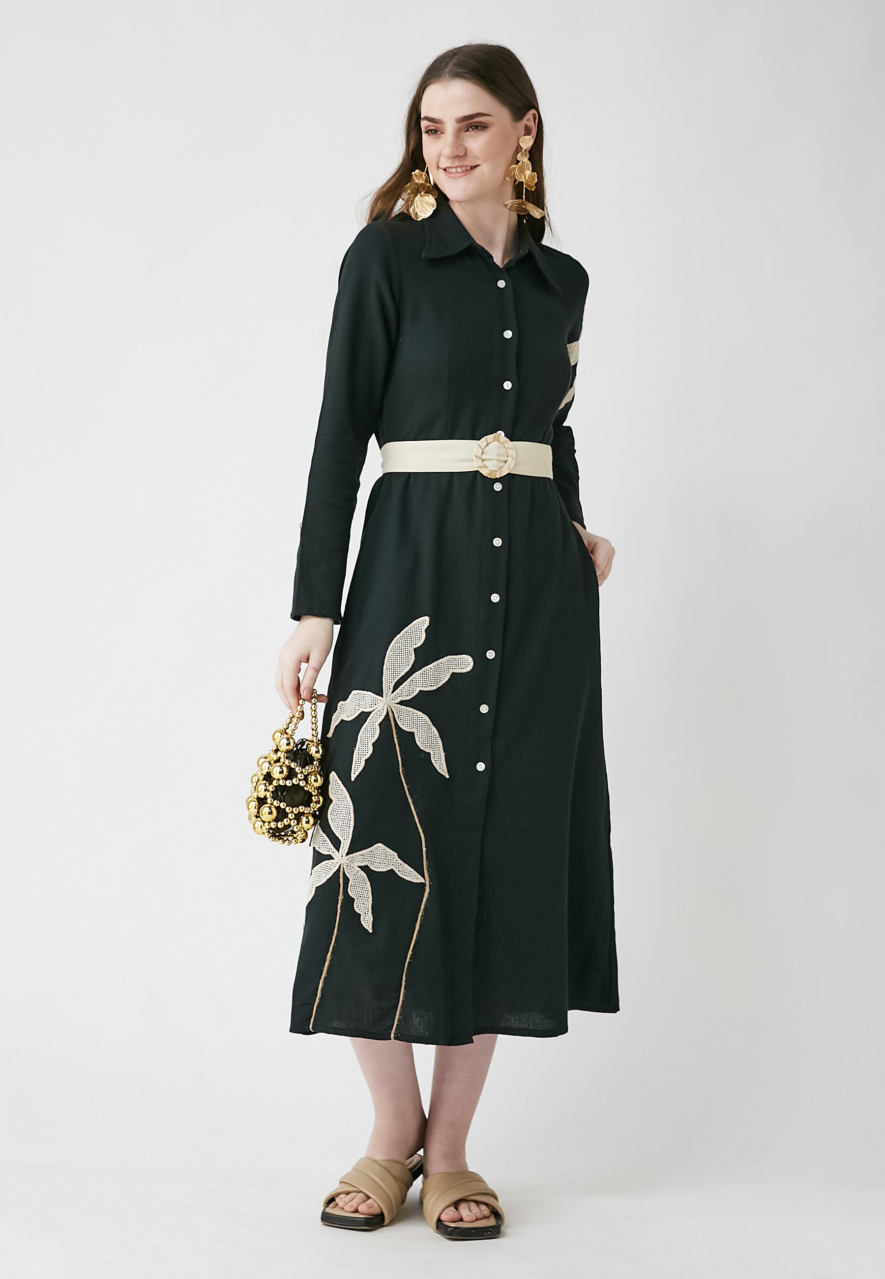 Vestido camisero negro Meadow