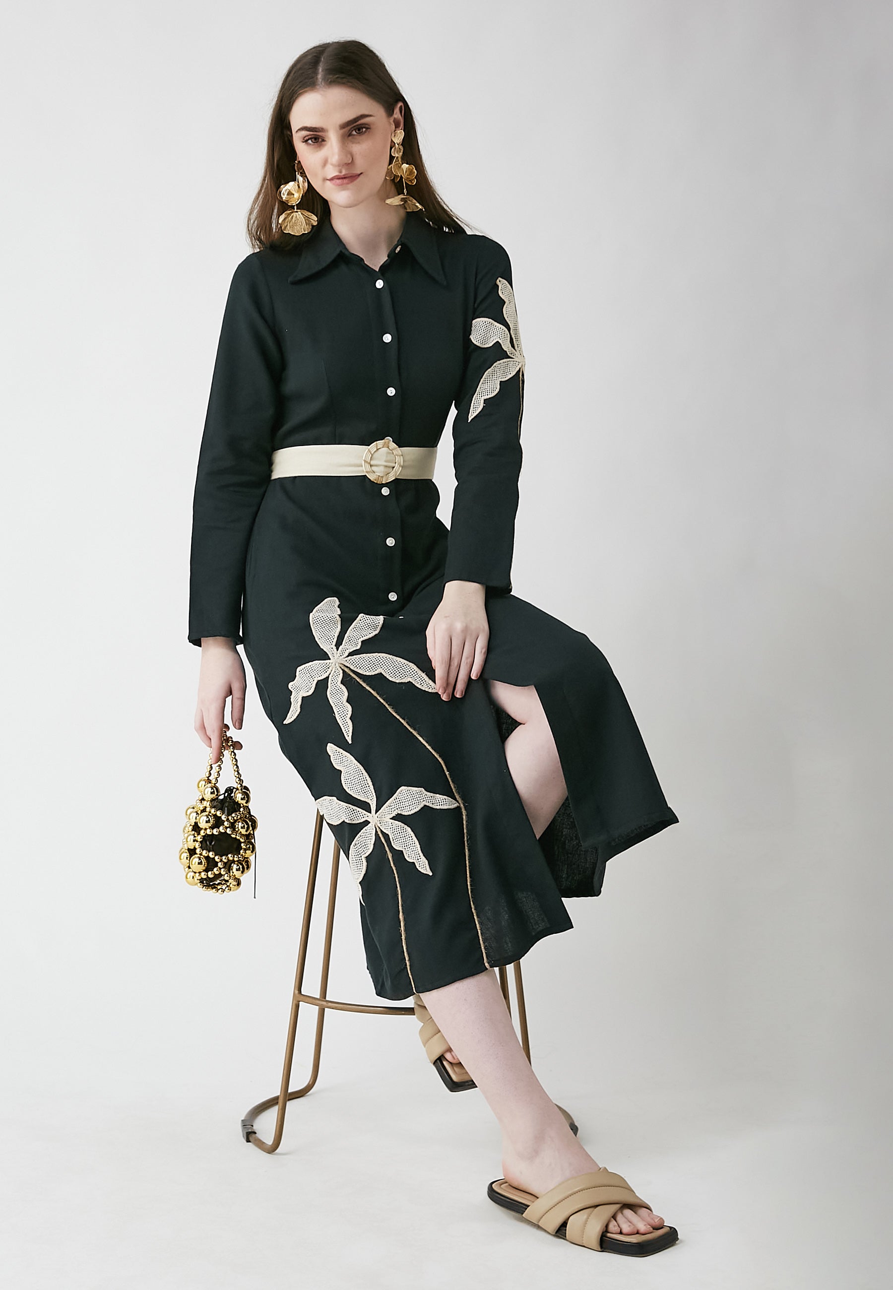 Vestido camisero negro Meadow