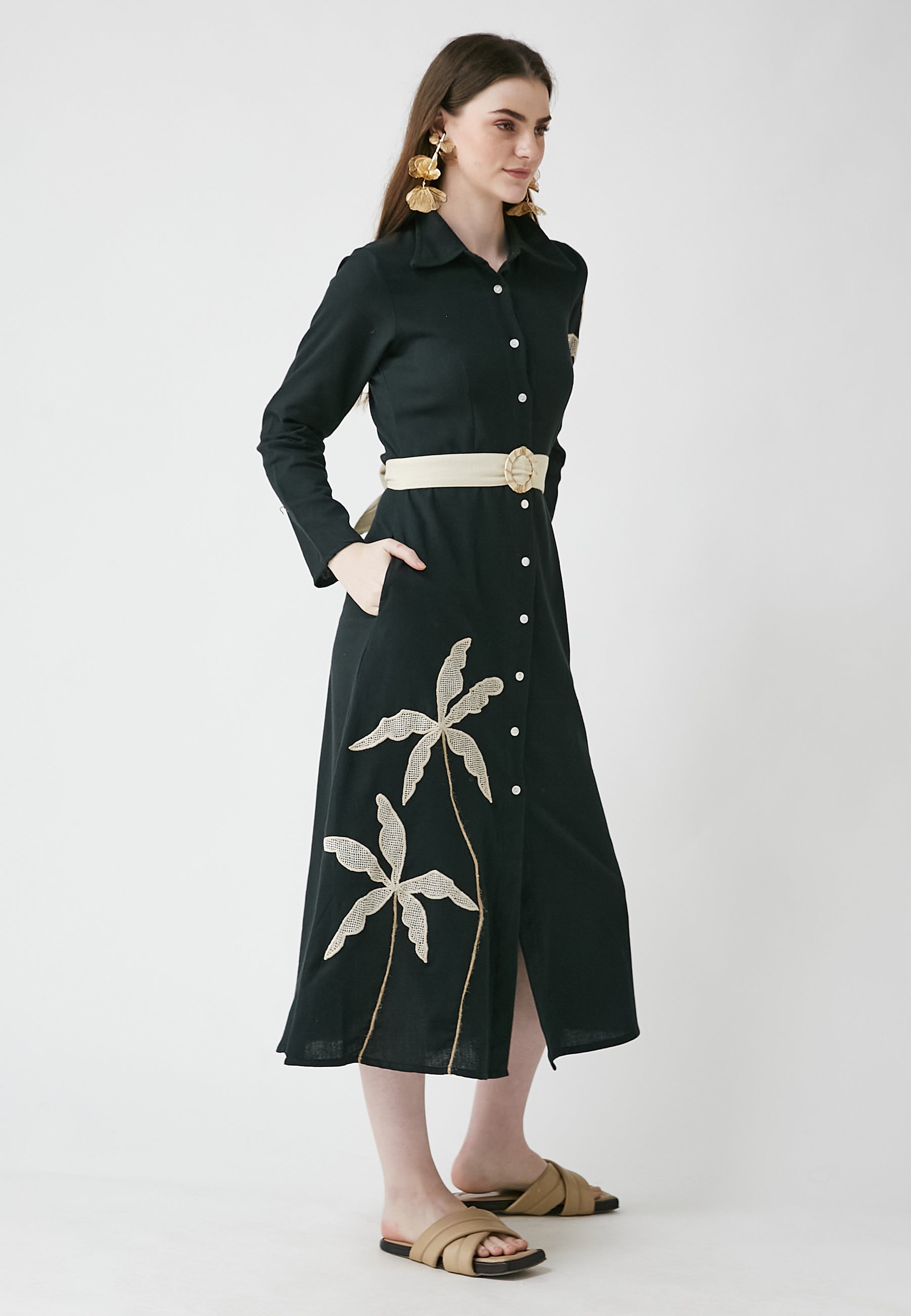 Vestido camisero negro Meadow