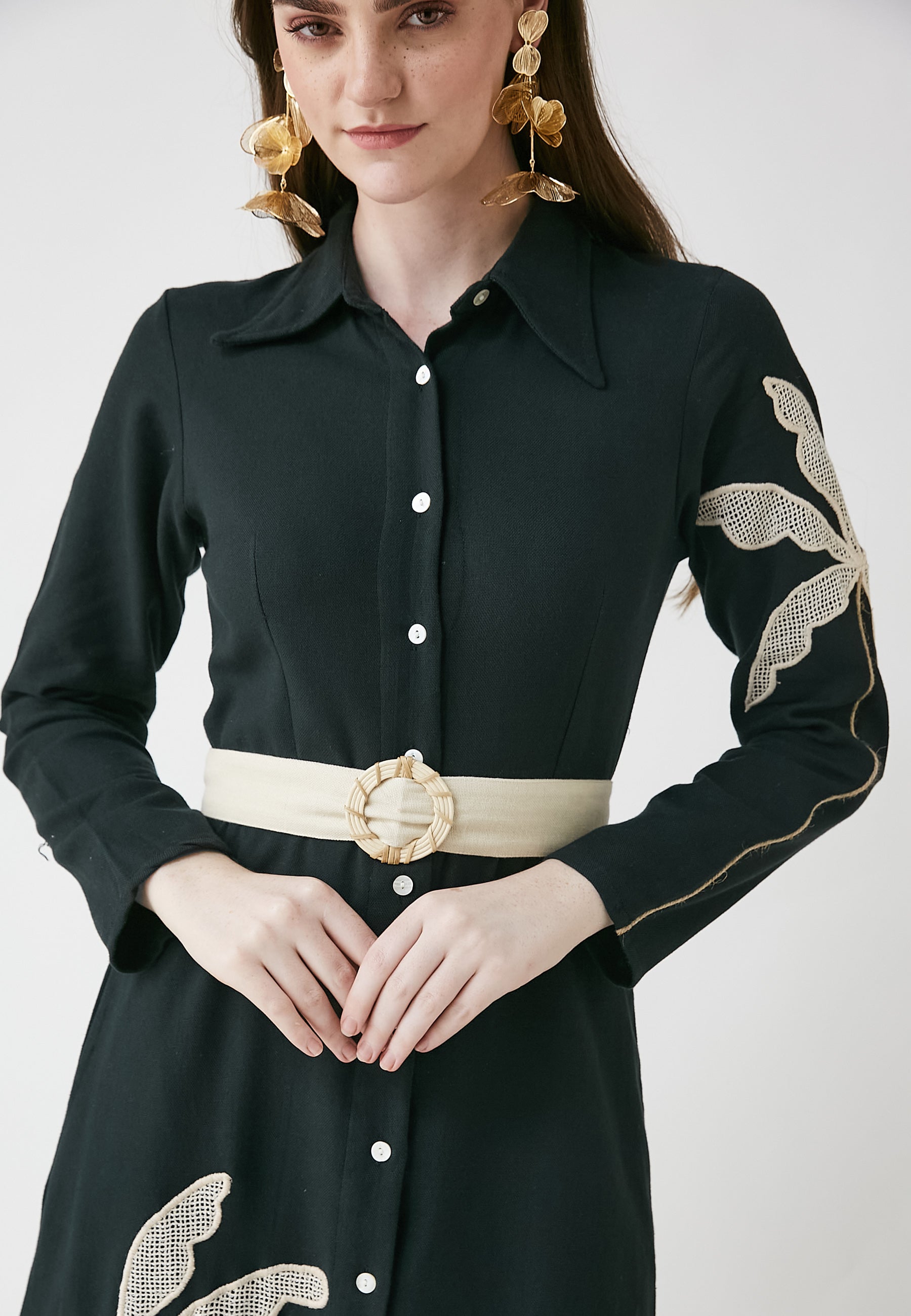 Vestido camisero negro Meadow