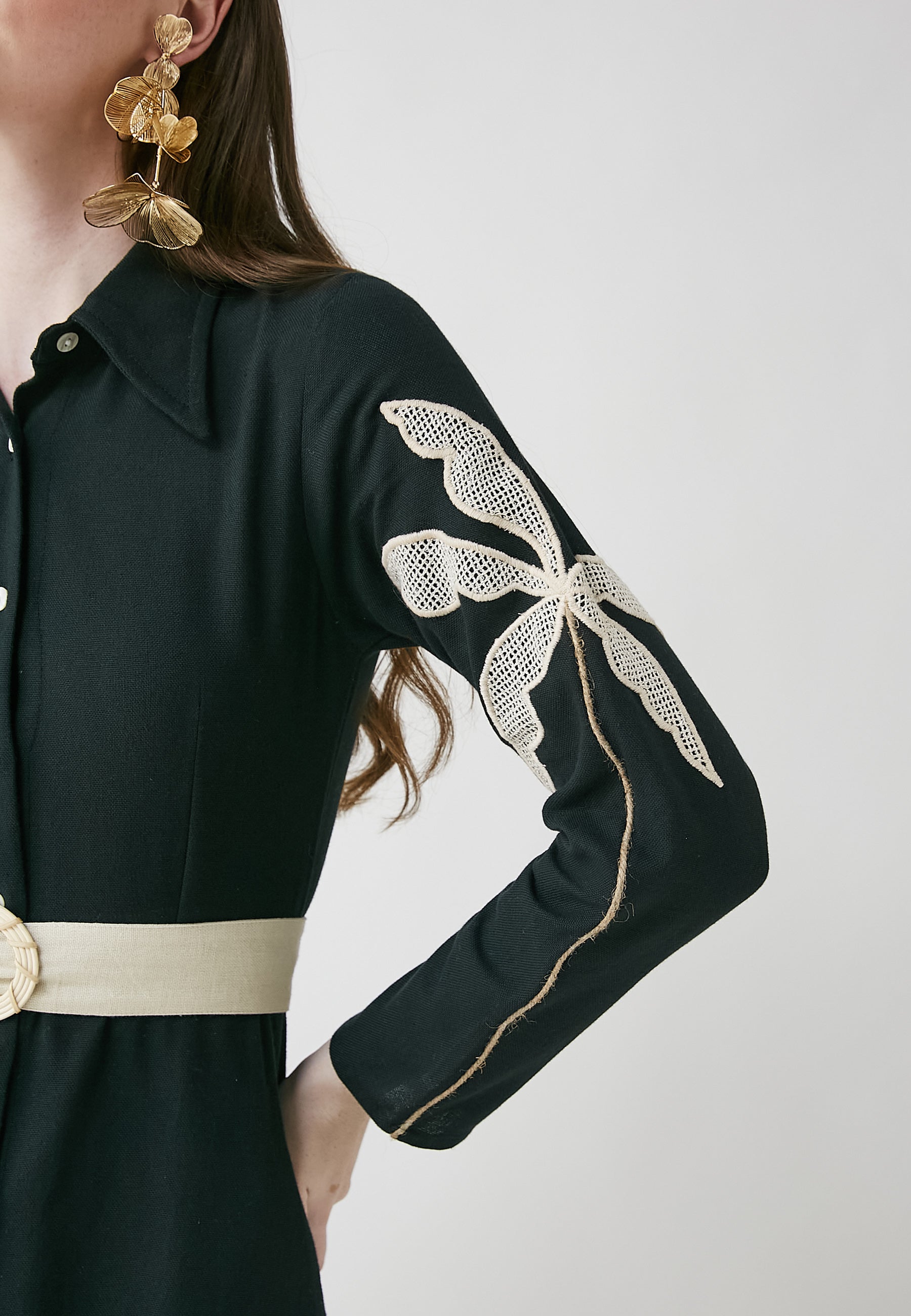 Vestido camisero negro Meadow