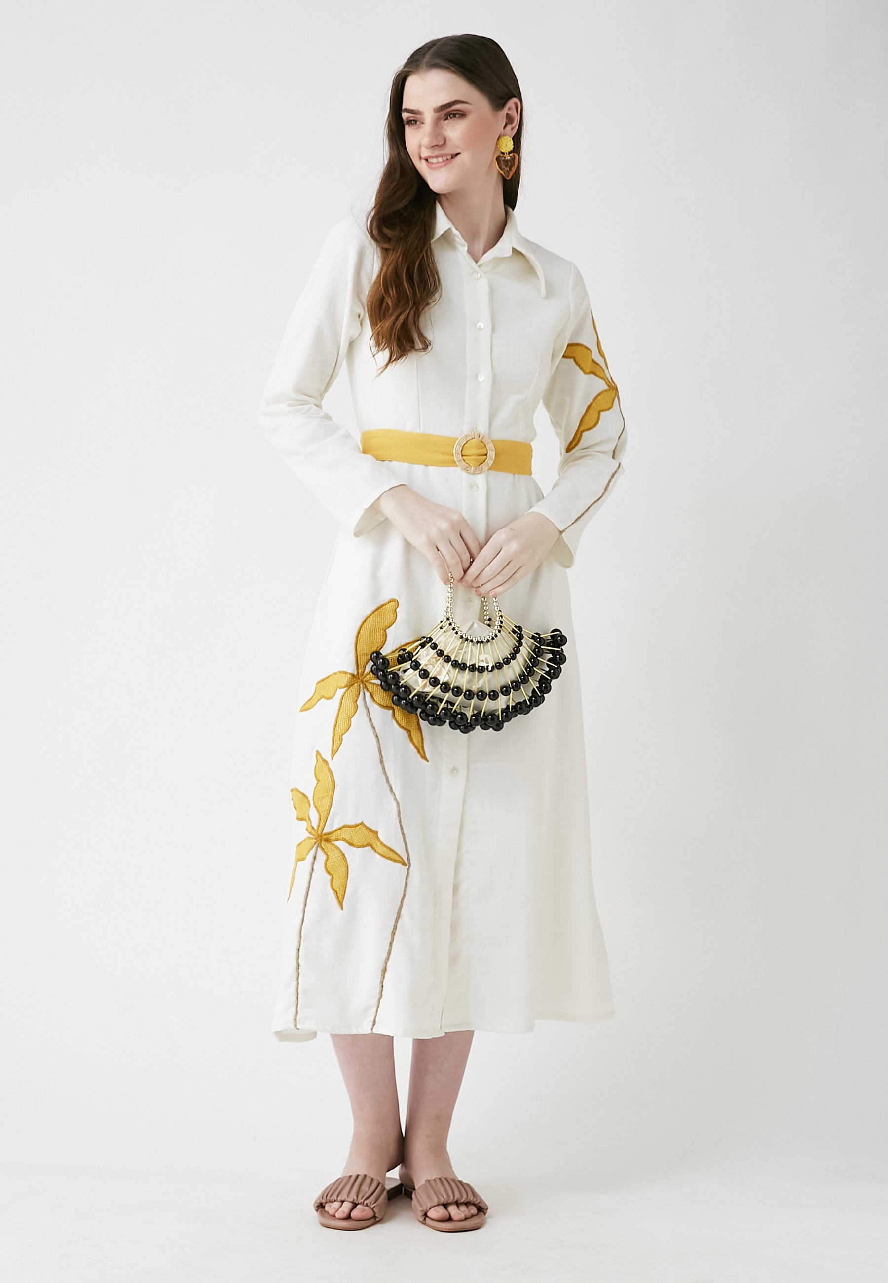 Vestido camisero blanco de prado