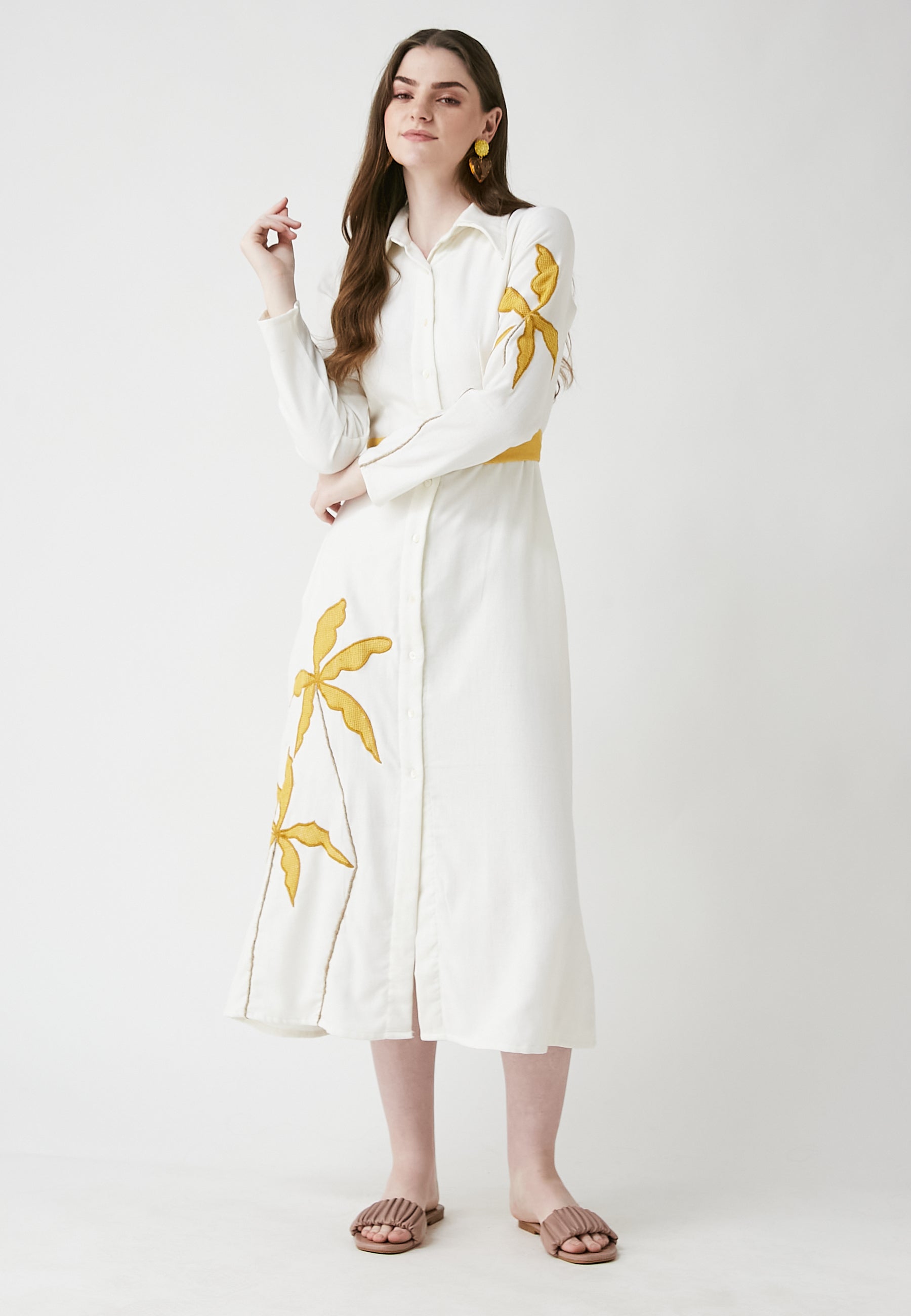 Vestido camisero blanco de prado