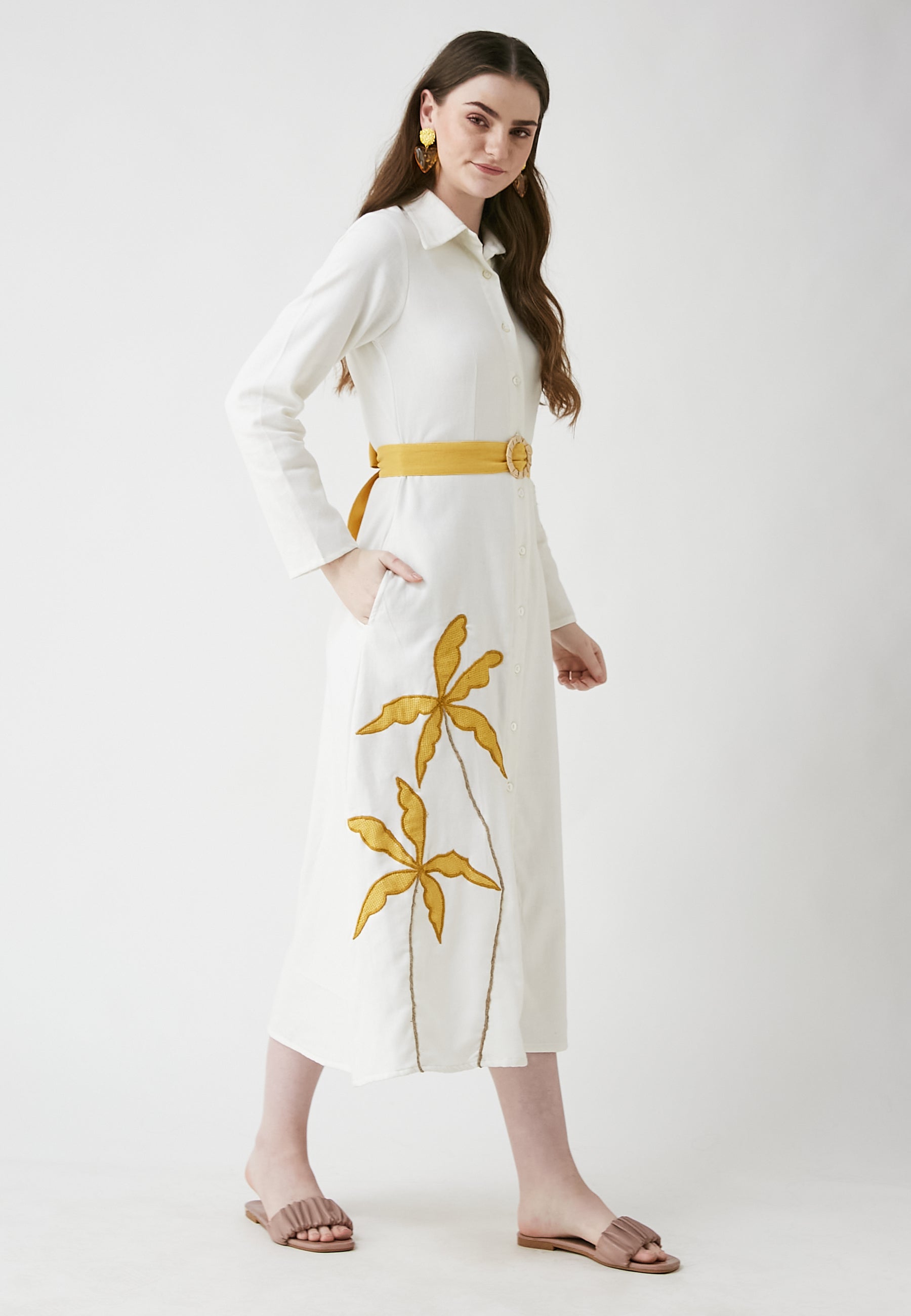 Vestido camisero blanco de prado