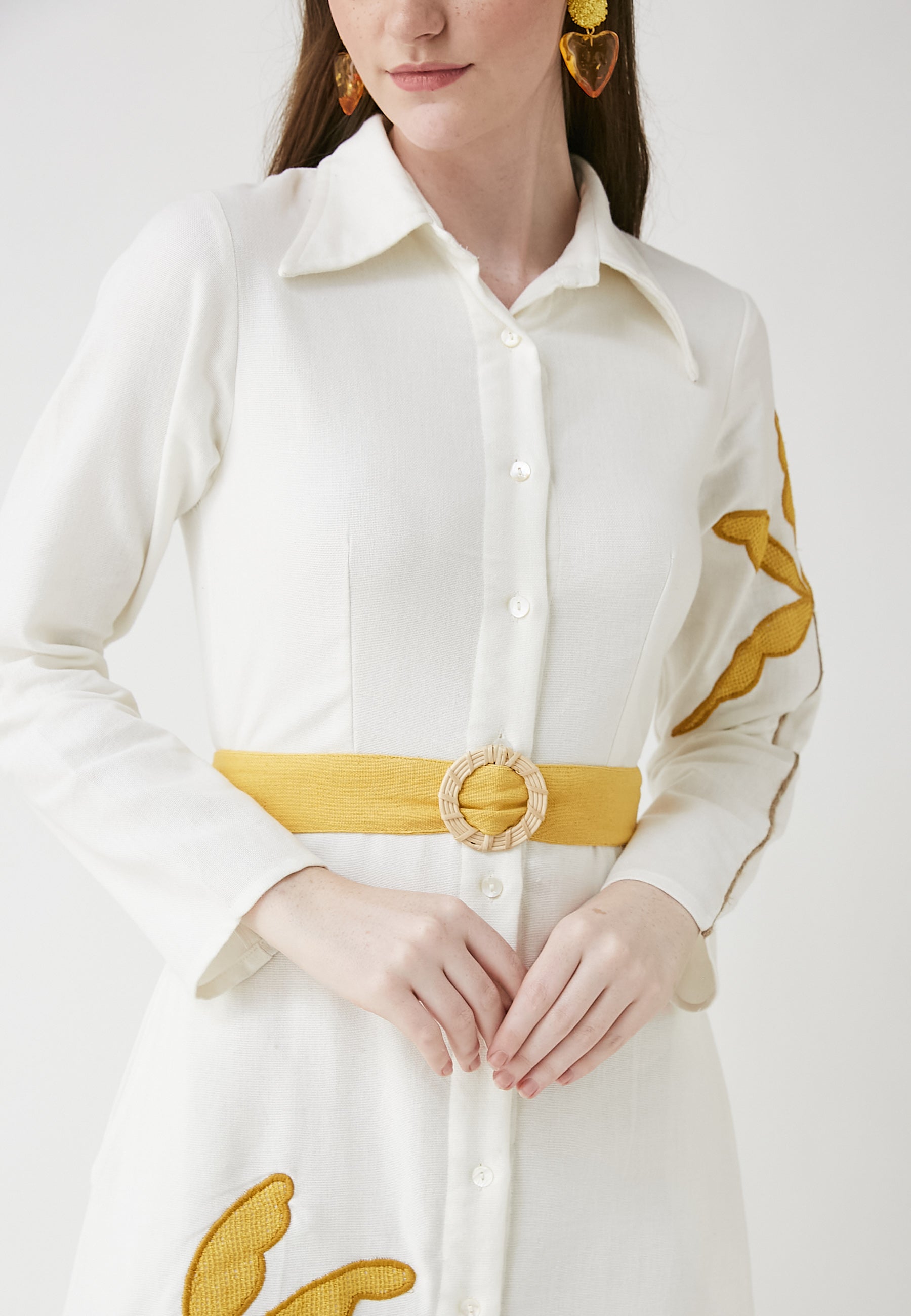 Vestido camisero blanco de prado