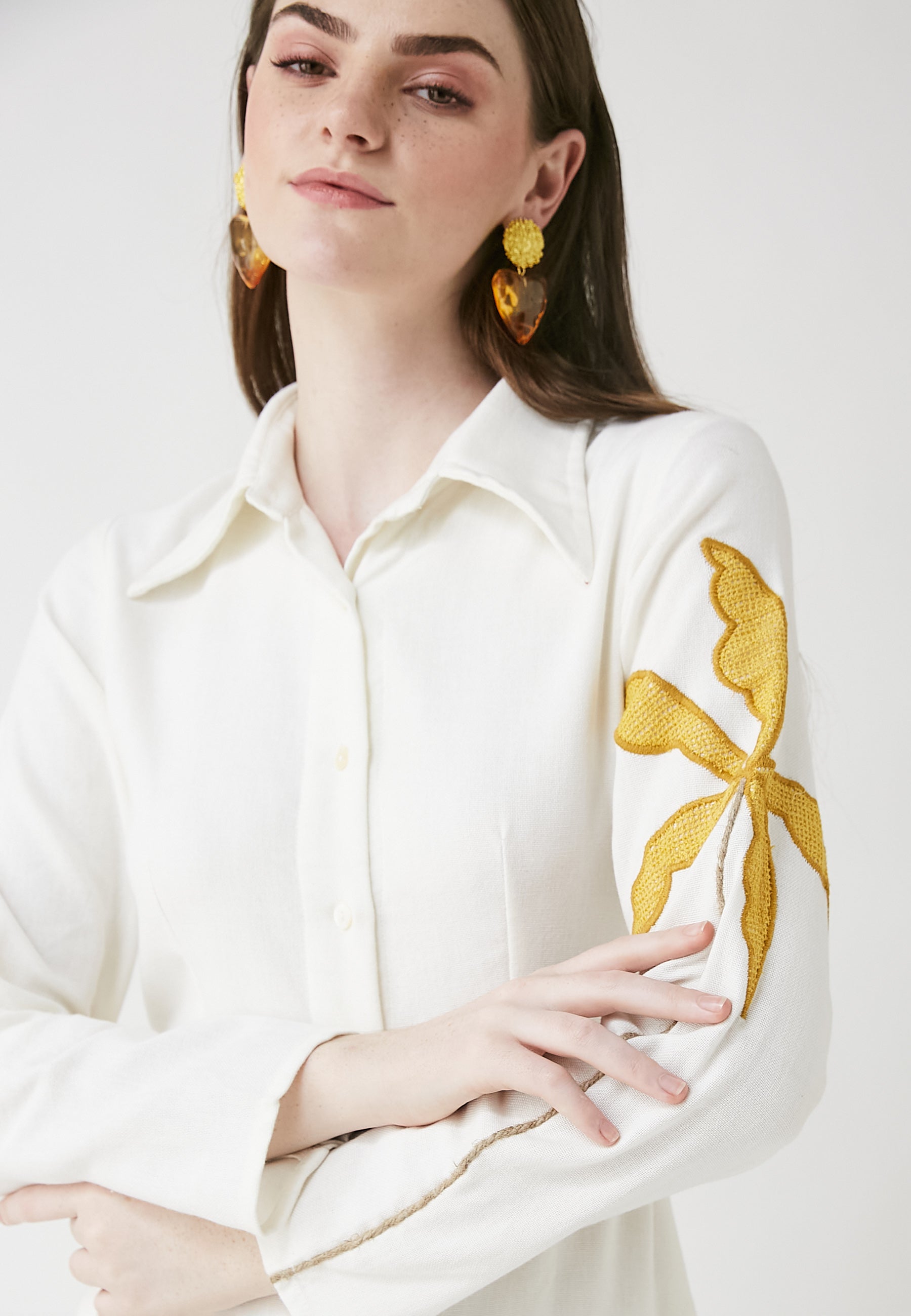 Vestido camisero blanco de prado