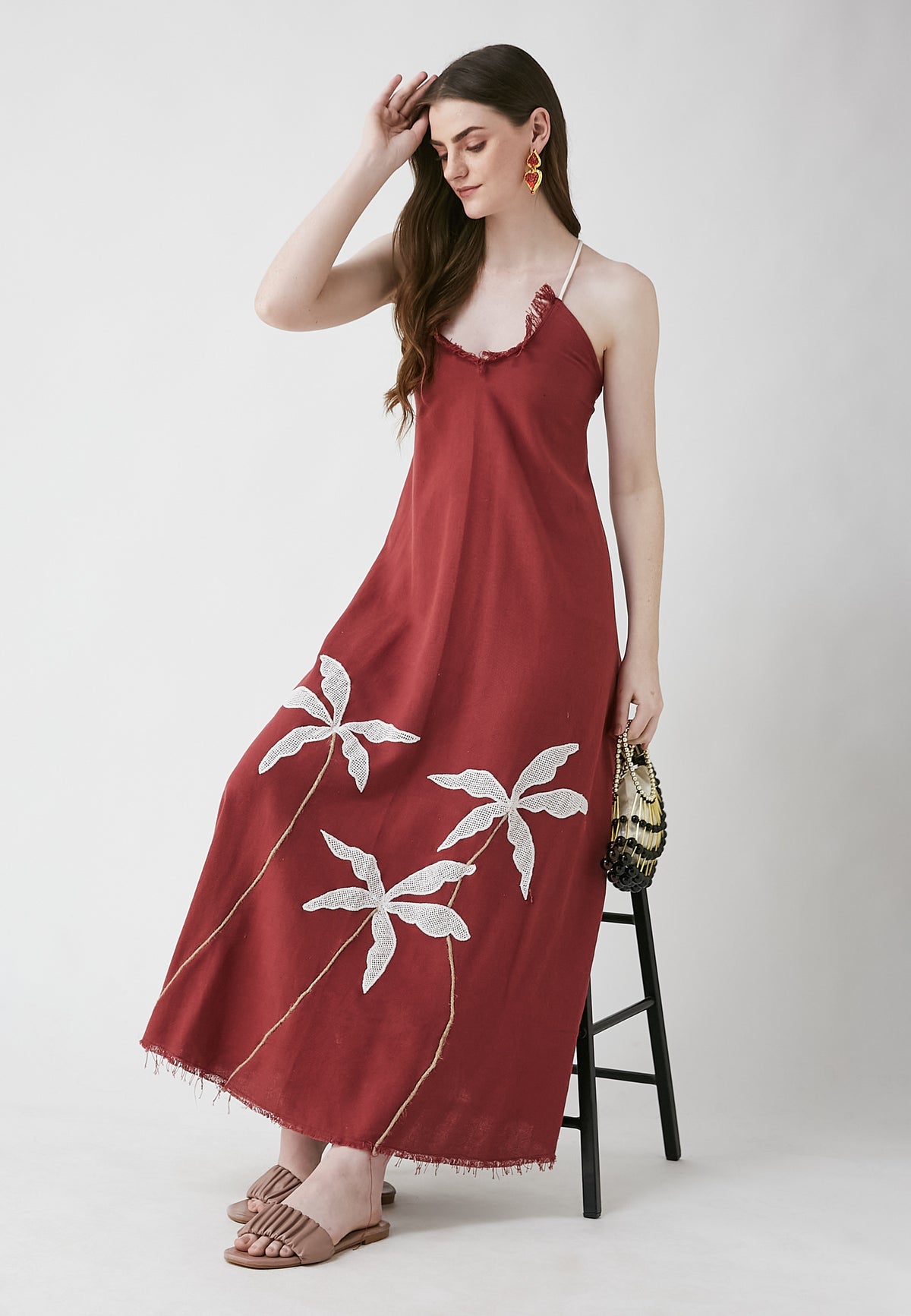 Tropisches langes kirschkleid