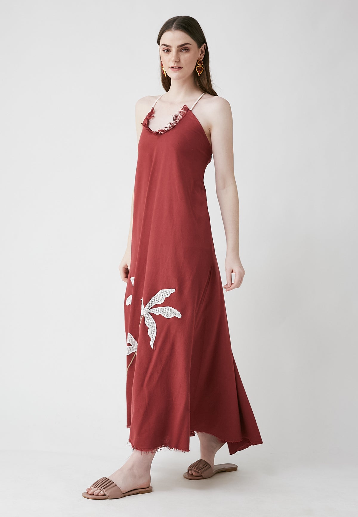 Tropisches langes kirschkleid