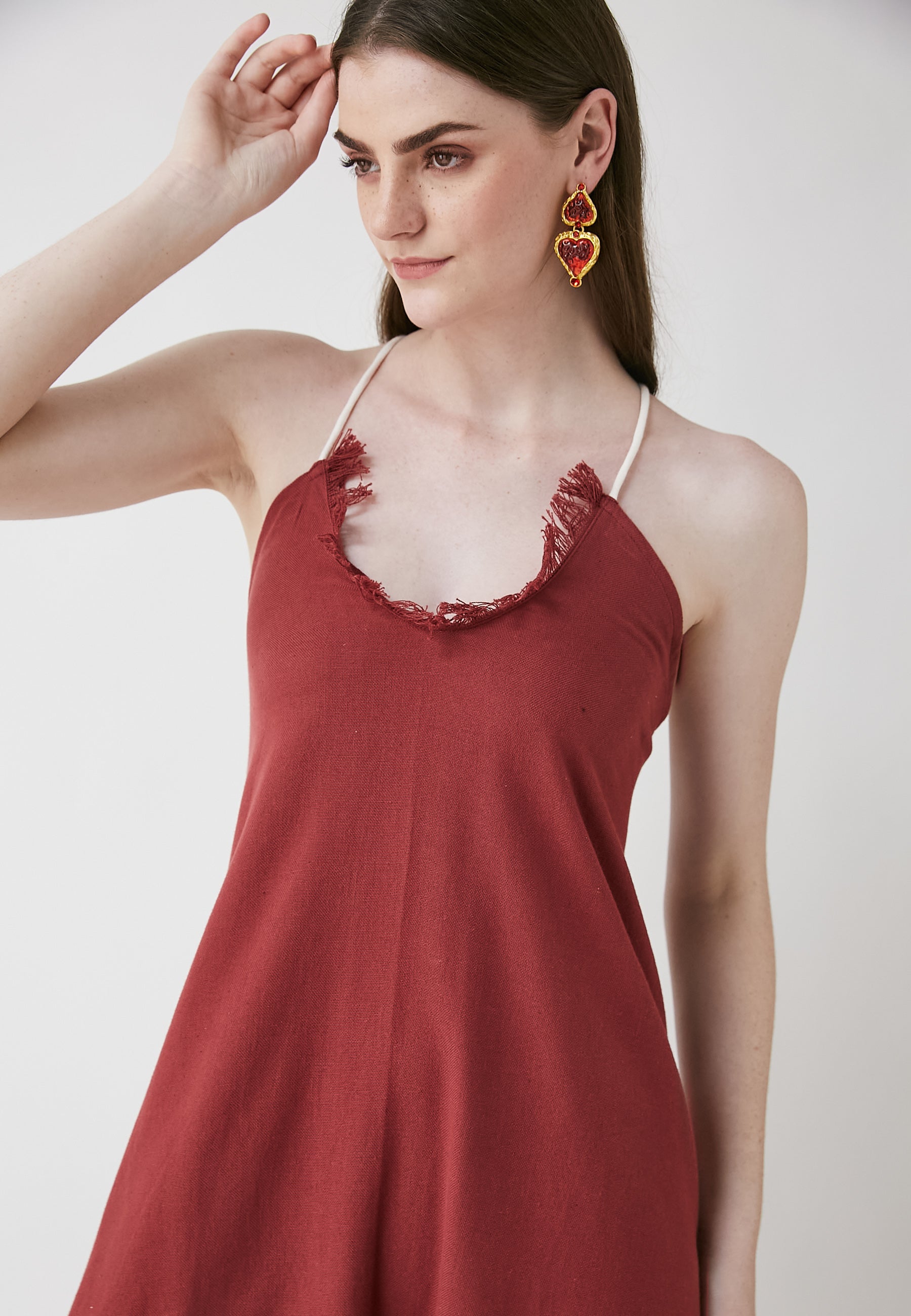 Vestido largo tropical de cerezas