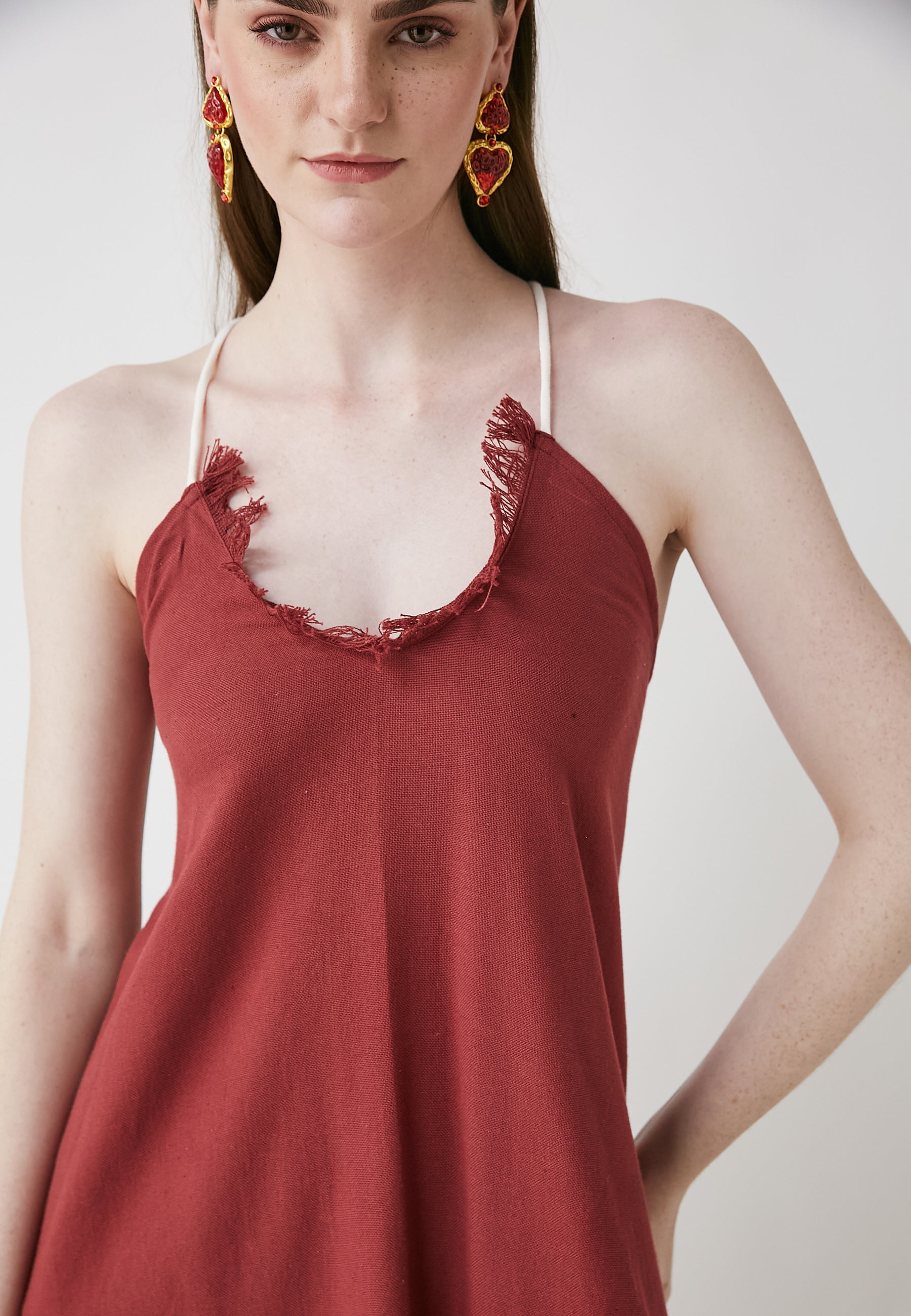 Vestido largo tropical de cerezas