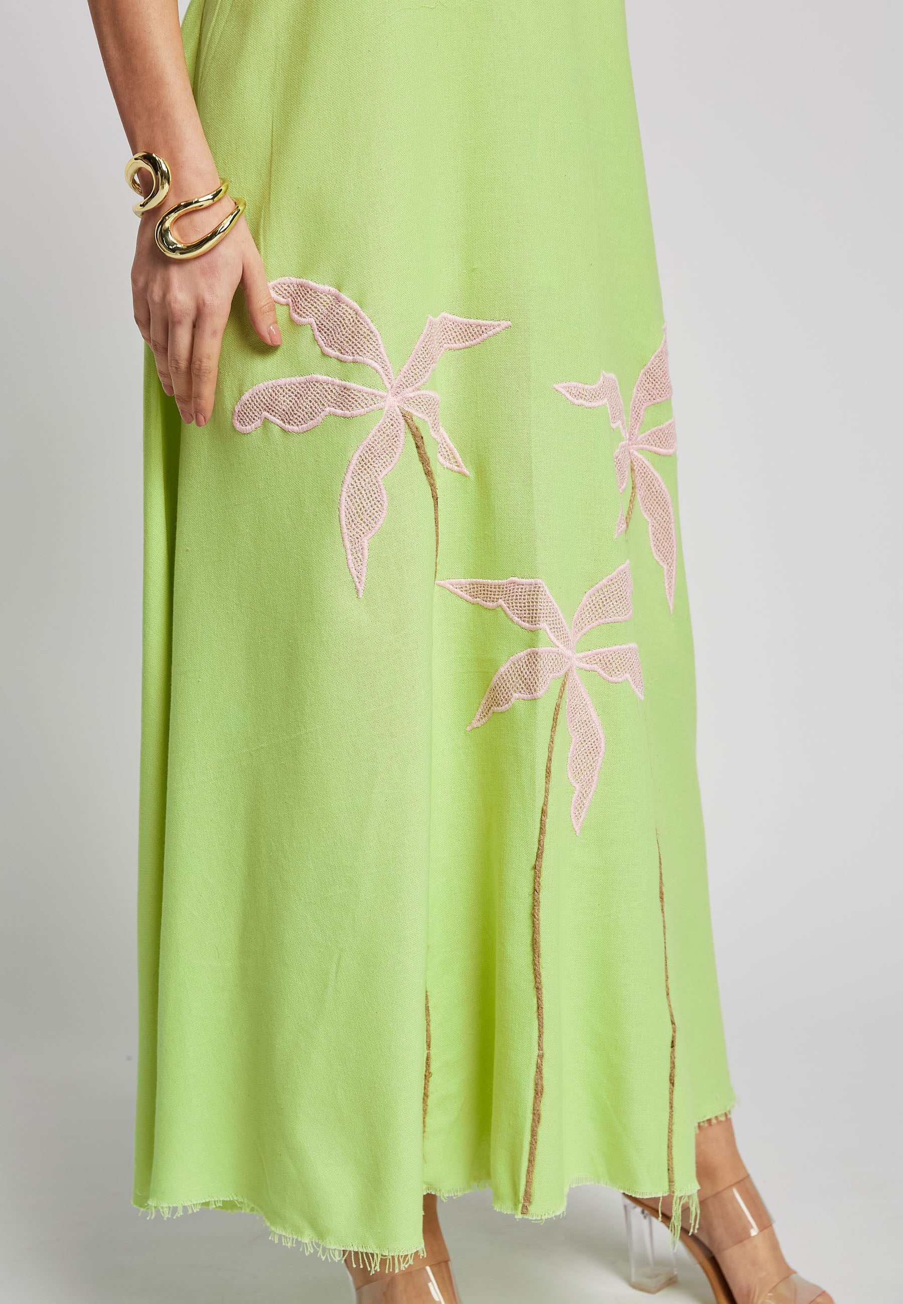 Vestido largo tropical color lima