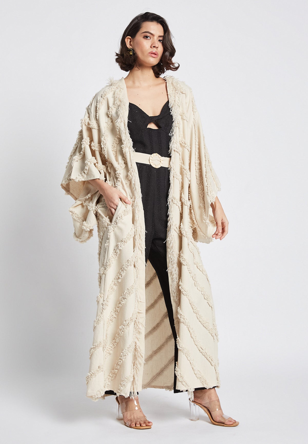 Kimono beige helecho