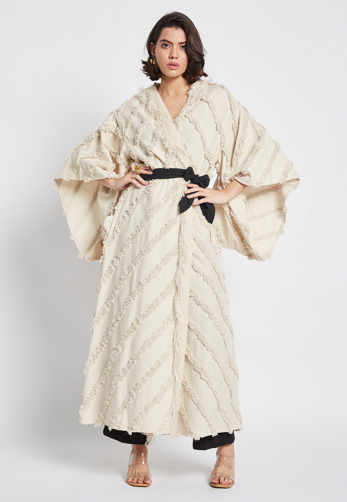 Kimono beige helecho