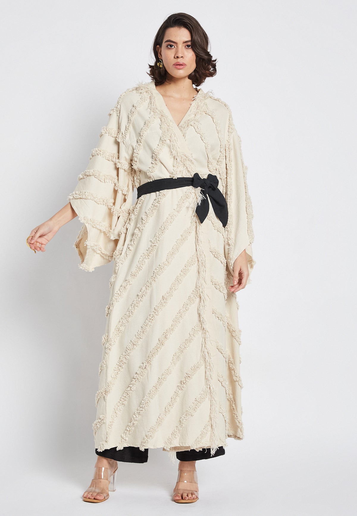 Kimono beige helecho