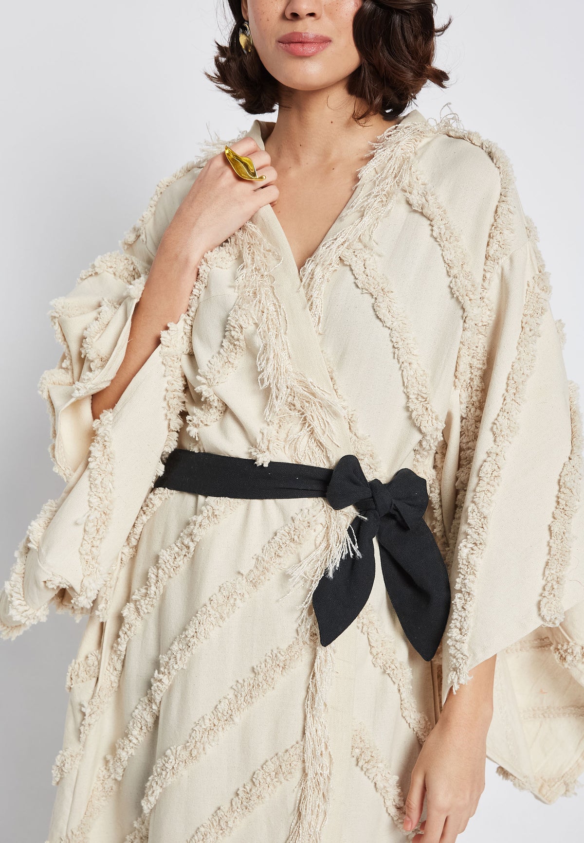 Kimono beige helecho