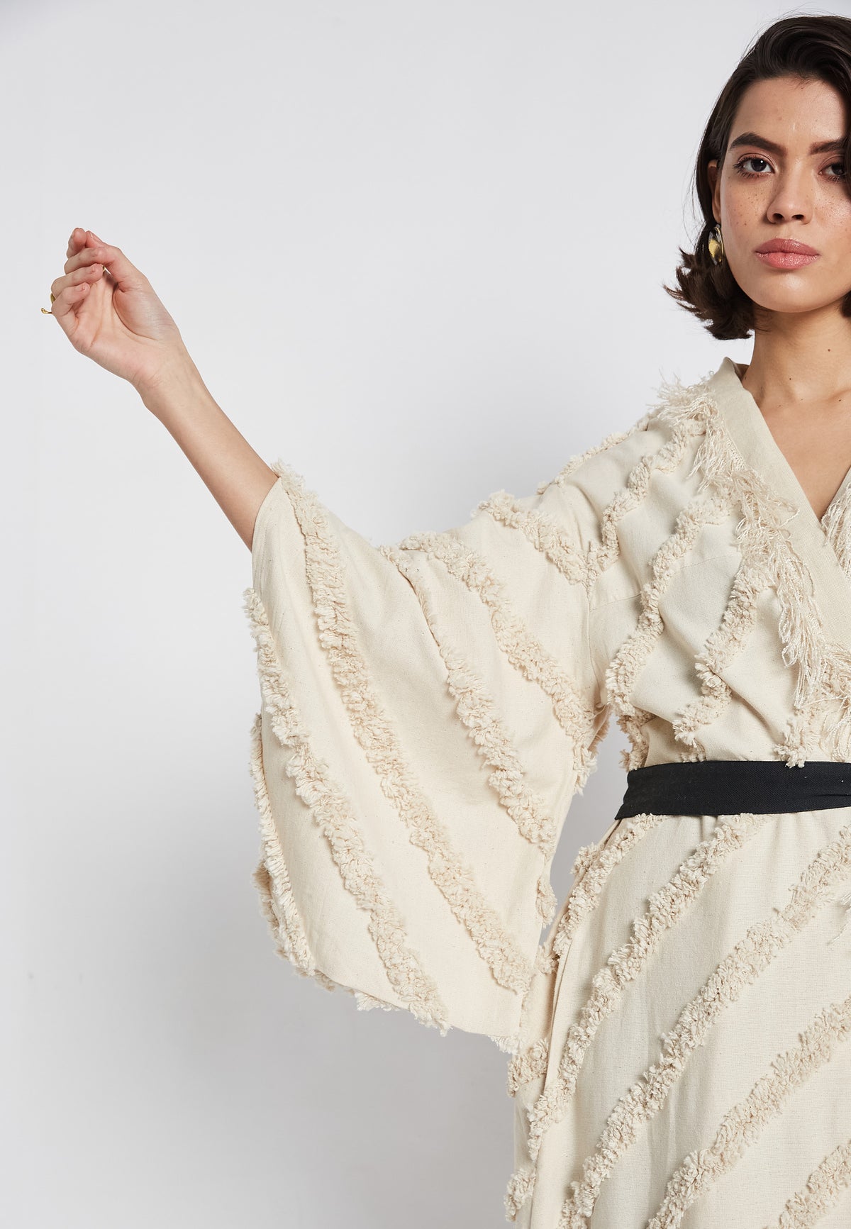 Kimono beige helecho