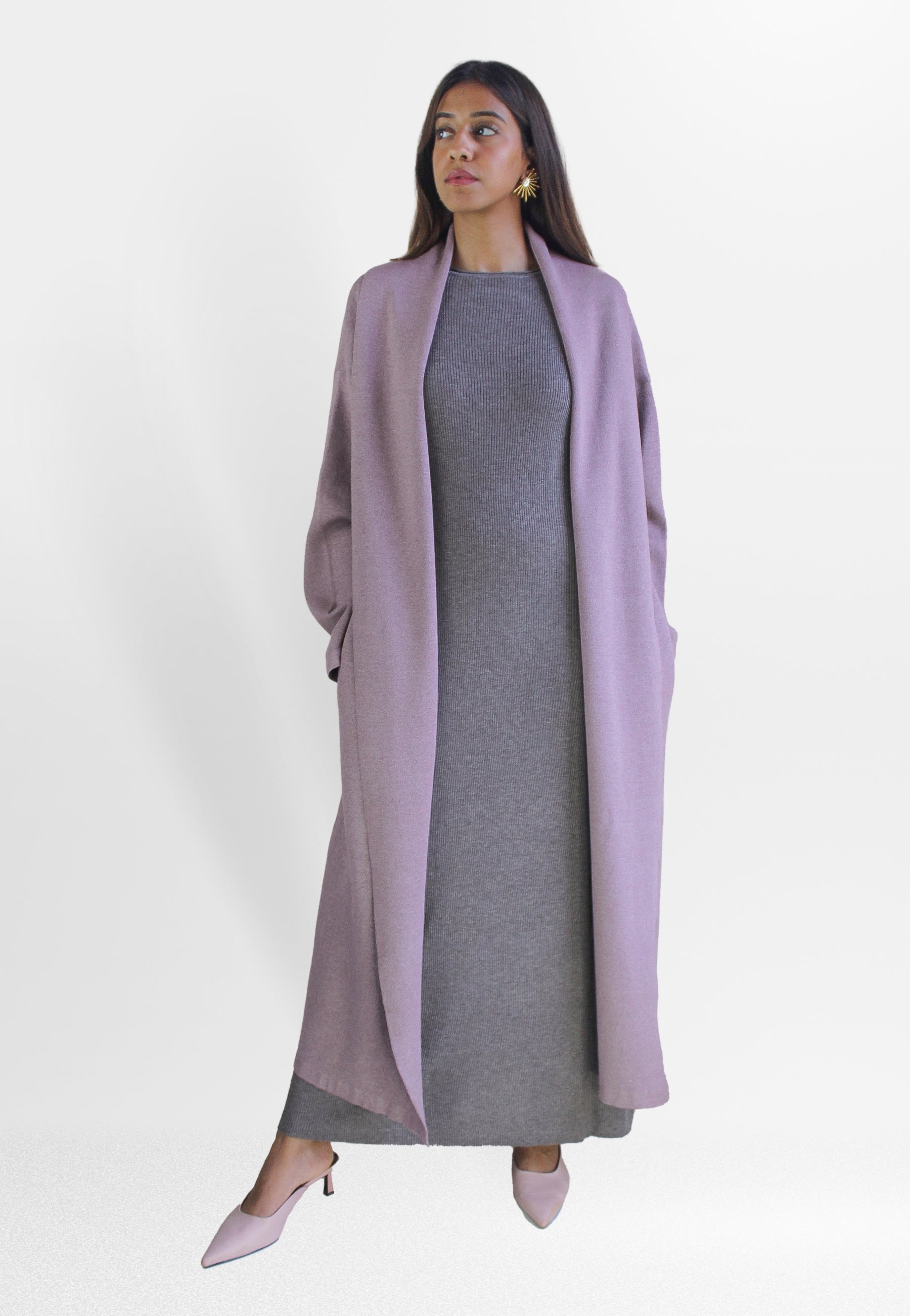 yolanda wool mauve cardigan Bombay Sunset